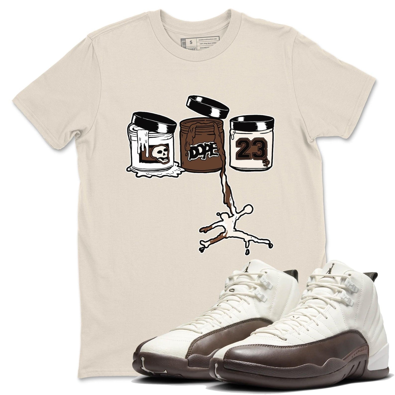 Jordan Paint Unisex Graphic T-Shirts To Match Sneakers 12 Baroque Brown, FZ5026-100 T-Shirt, Sneaker Match Tee