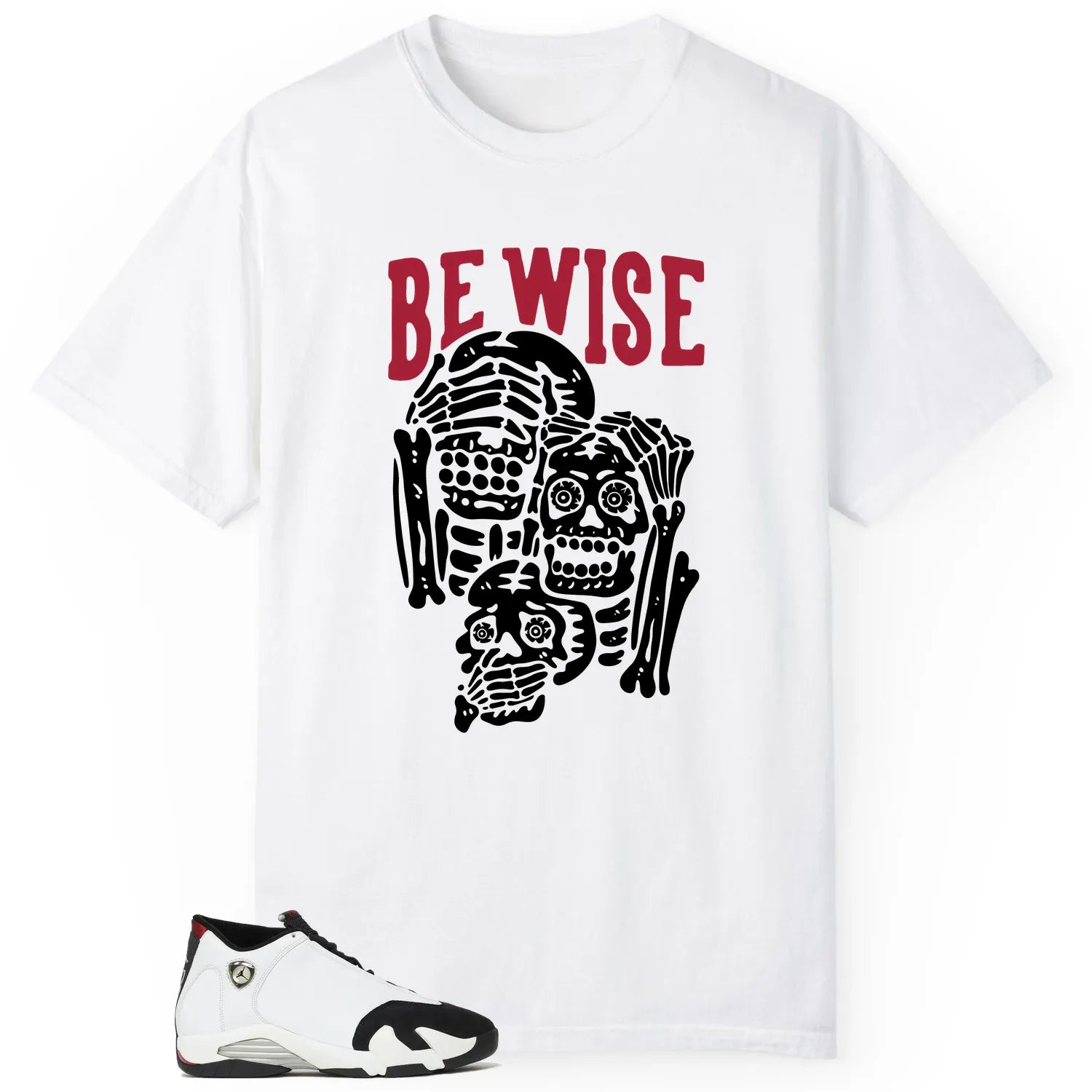 Air Jordan 14 Black Toe 2024 ‘Be Wise’ Matching Shirt 487471-160 T-Shirt, Sneaker Match Tee