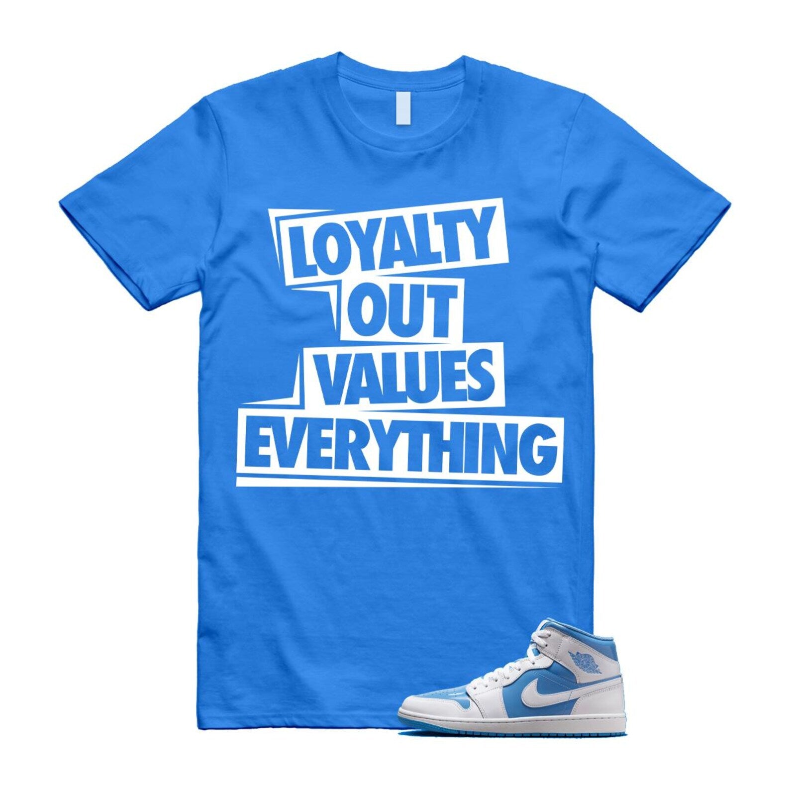 1 Legend Blue White Mid T Shirt Match LOVE FZ2142-114 T-Shirt, Sneaker Match Tee