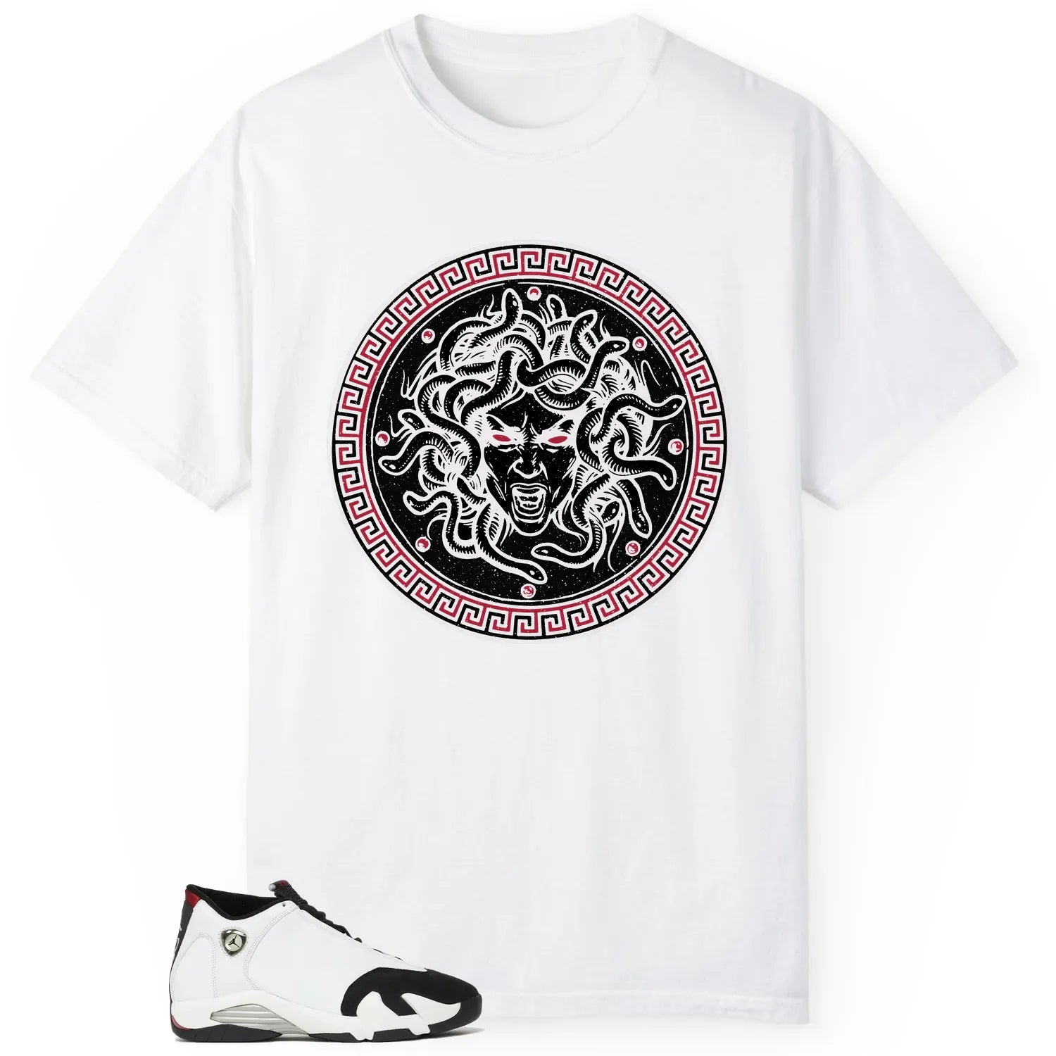 Medusa Tee for Air Jordan 14 Black Toe 2024 Kicks 487471-160 T-Shirt, Sneaker Match Tee