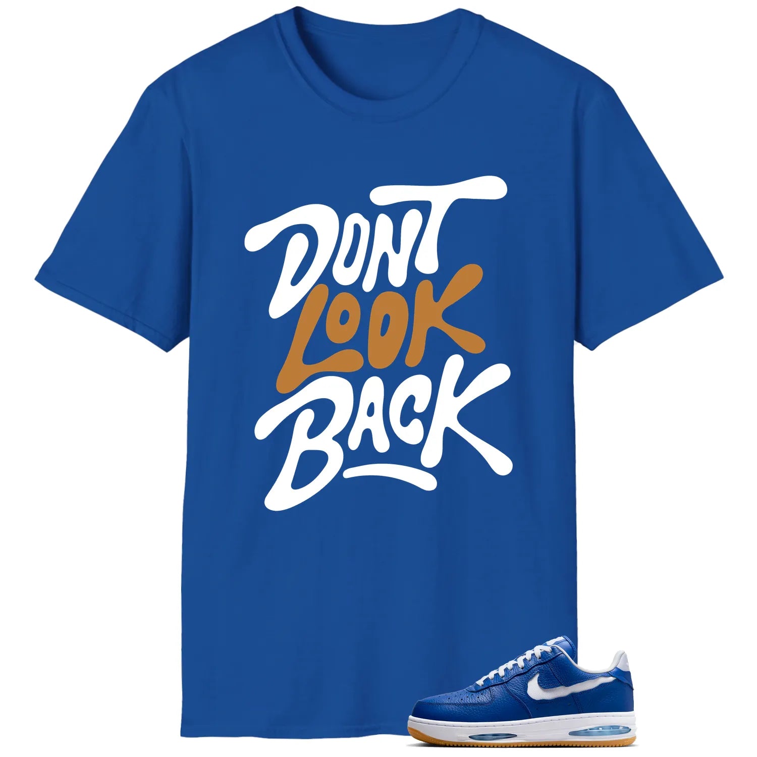 Air Force 1 Low Evo Team Royal Style: Don’t Look Back Shirt HF3630-400 T-Shirt, Sneaker Match Tee