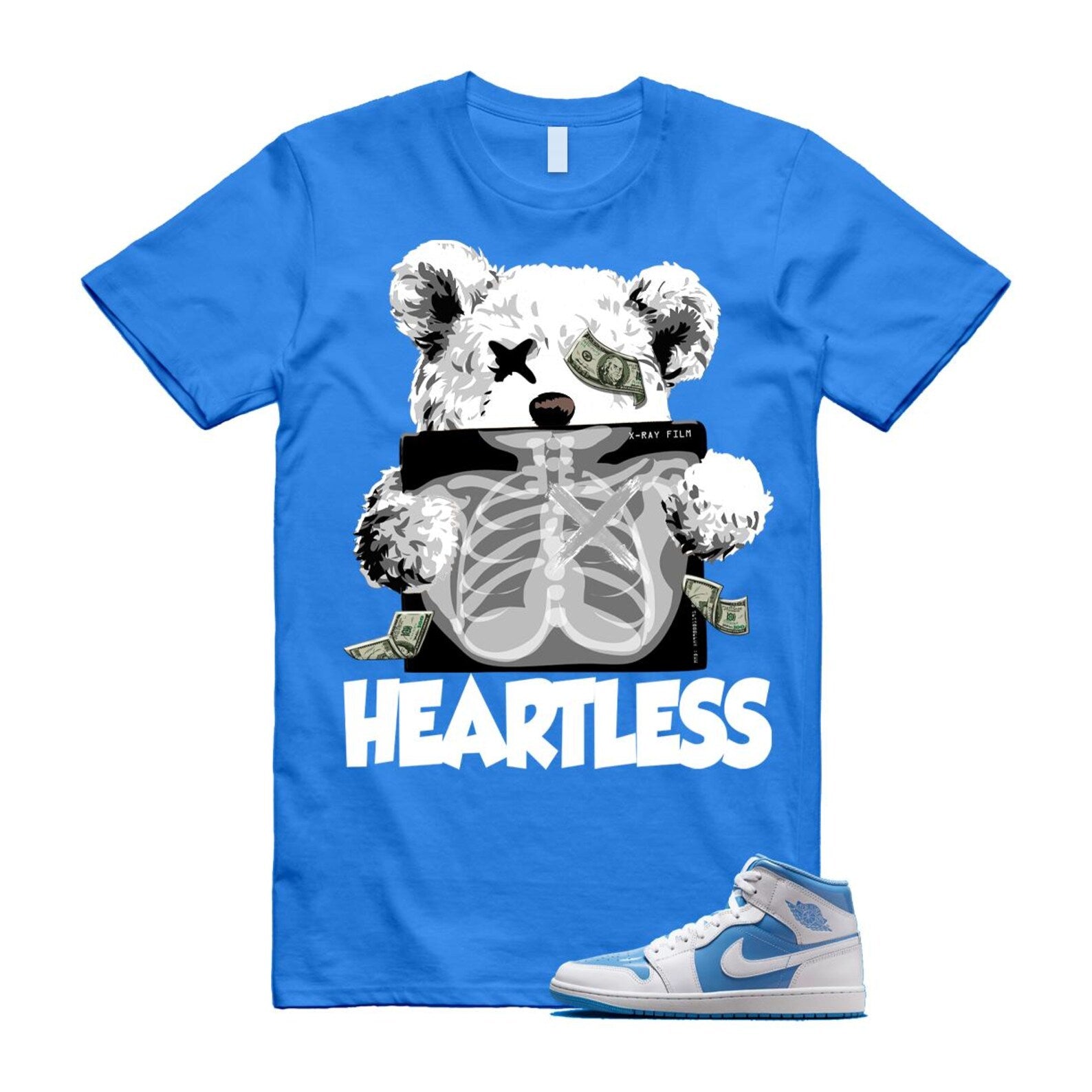 1 Legend Blue White Mid T Shirt Match HEART FZ2142-114 T-Shirt, Sneaker Match Tee