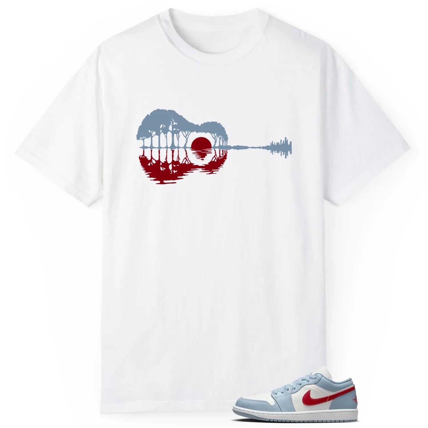 Guitar Shirt for Jordan 1 Low Blue Whisper Dune Red Sneaker DC0774-164 T-Shirt, Sneaker Match Tee