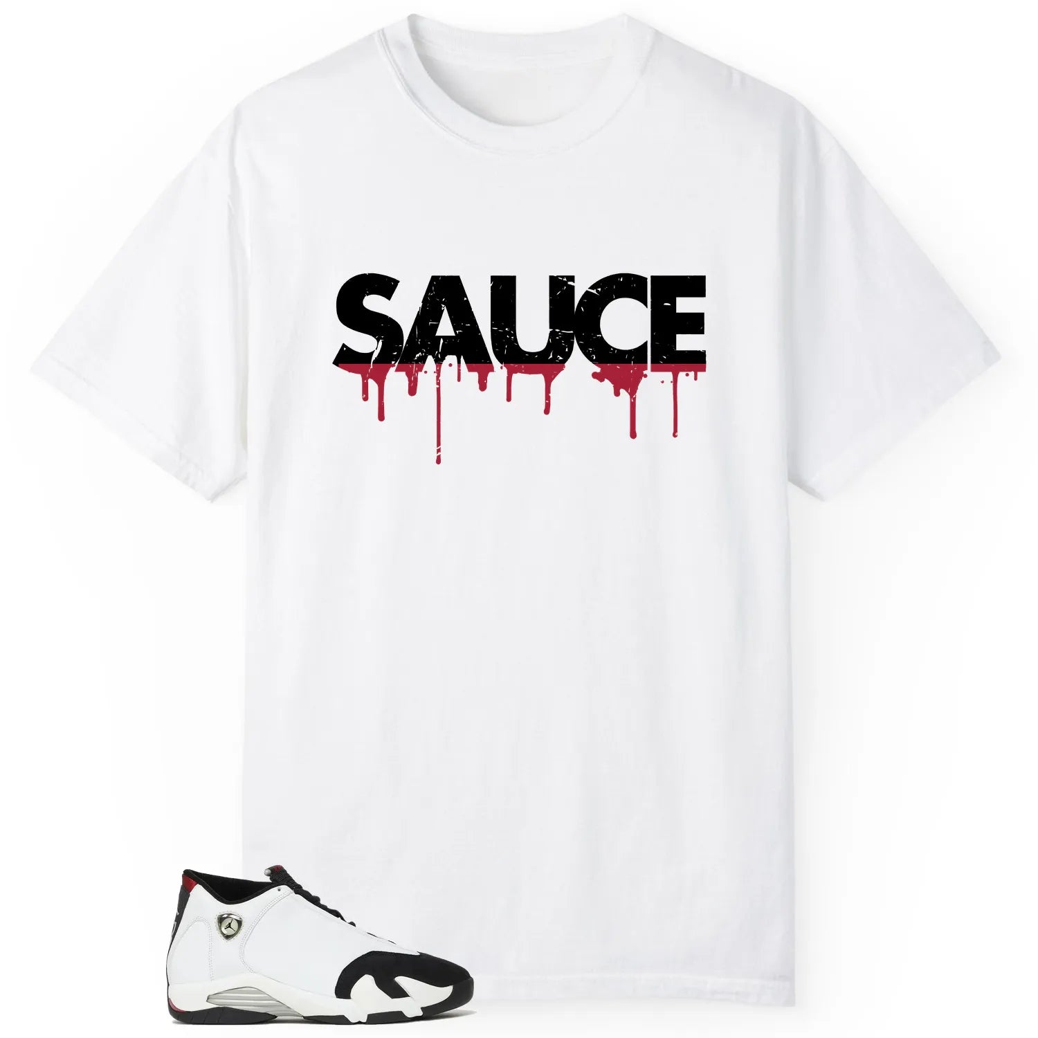 Sauce Tee to Match Your Air Jordan 14 Black Toe 2024 487471-160 T-Shirt, Sneaker Match Tee