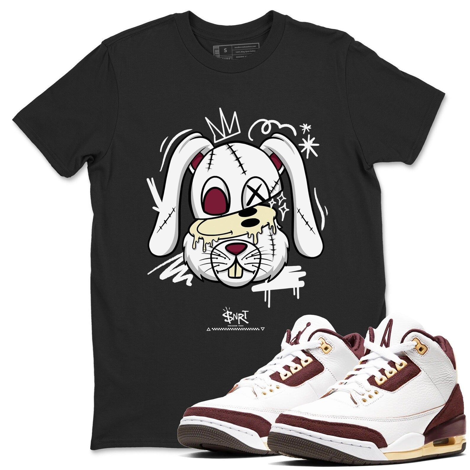 Crazy Bunny - Sneaker Shirts To Match Jordans 3s A Ma Maniere x Burgundy Crush, FZ4811-100 T-Shirt, Sneaker Match Tee