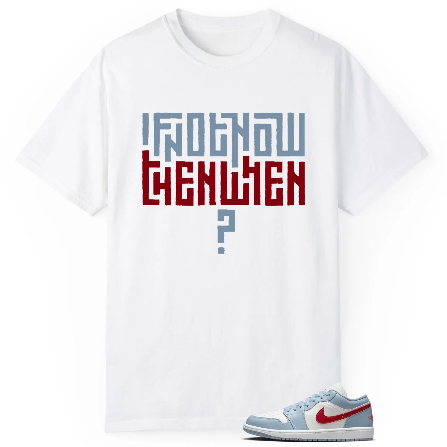 Jordan 1 Low Blue Whisper Dune Red Style T-shirt Motivational Graphic DC0774-164 T-Shirt, Sneaker Match Tee