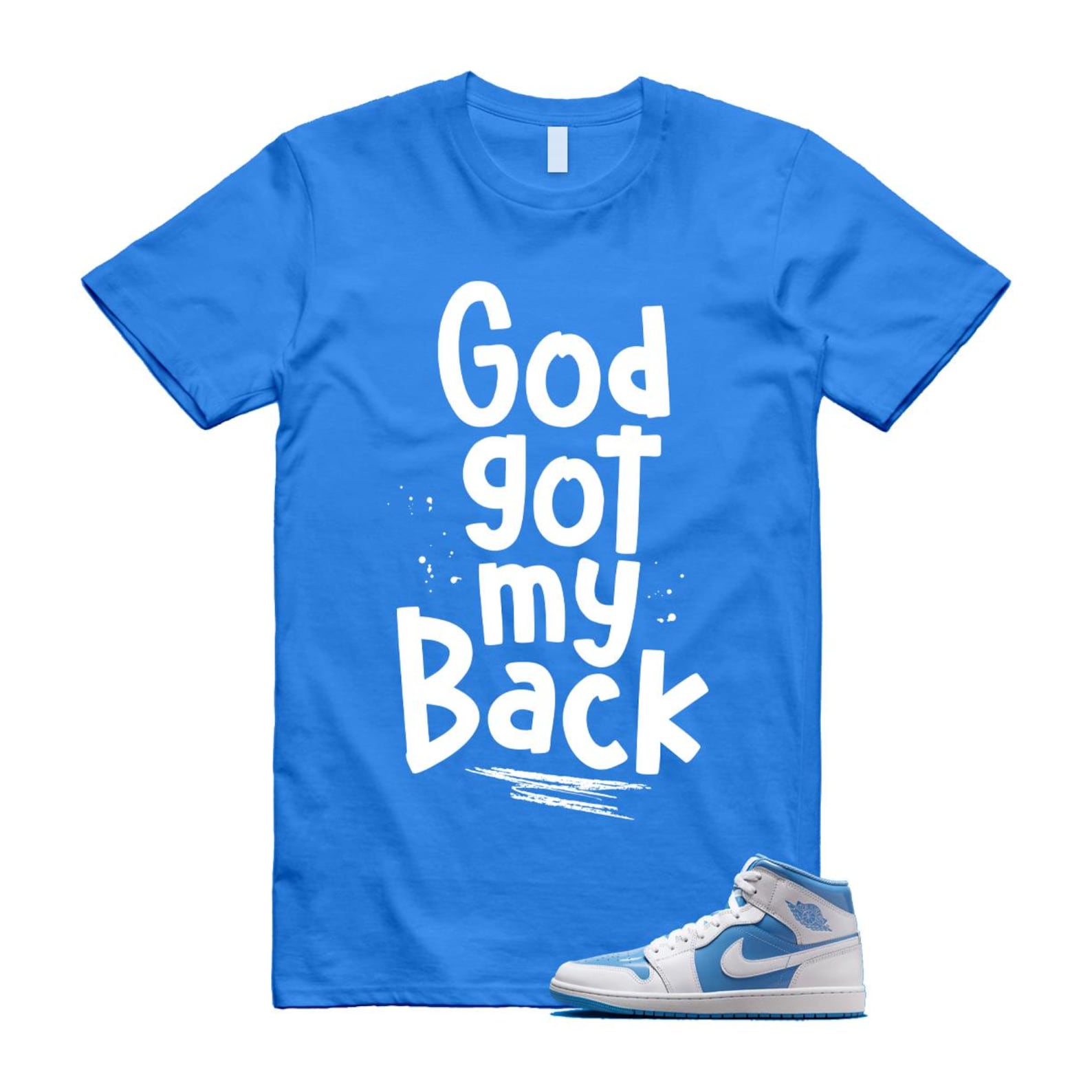 1 Legend Blue White Mid T Shirt Match GOD FZ2142-114 T-Shirt, Sneaker Match Tee