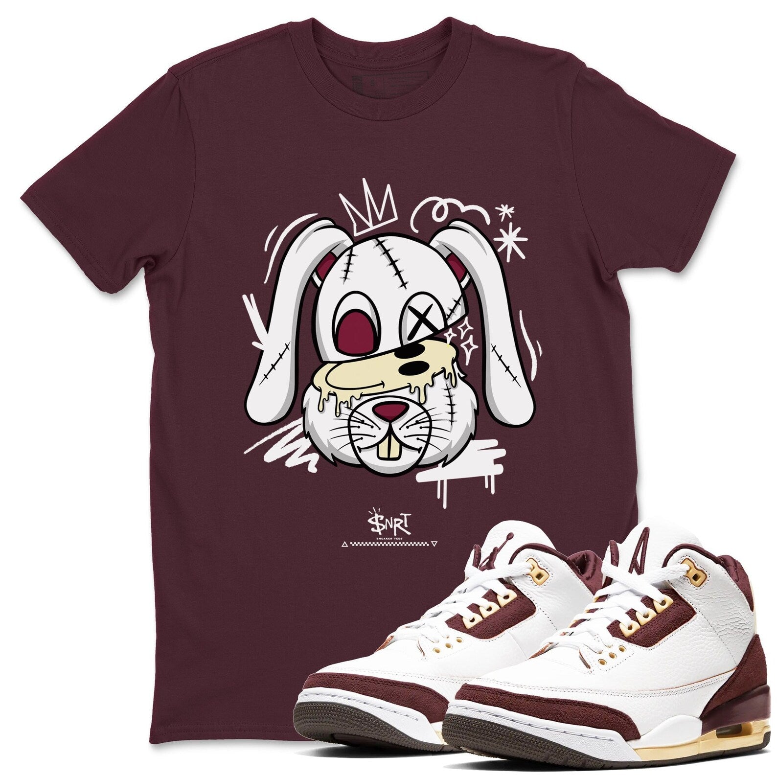 Crazy Bunny - Sneaker Shirts To Match Jordans 3s A Ma Maniere x Burgundy Crush, FZ4811-100 T-Shirt, Sneaker Match Tee