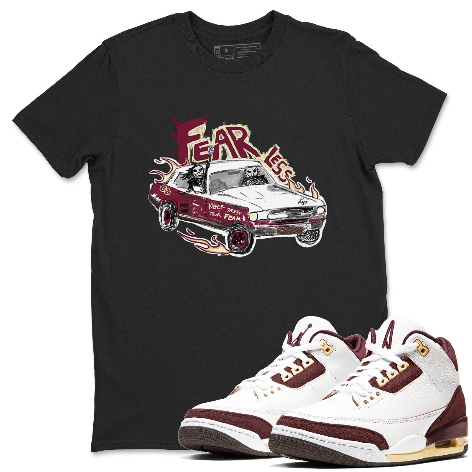 Fearless Car Unisex Shirts To Match Jordans 3s A Ma Maniere x Burgundy Crush, FZ4811-100 T-Shirt, Sneaker Match Tee