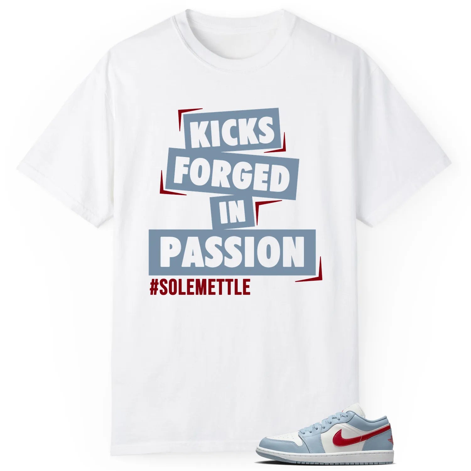 Passion Kicks Tee , Perfect Match for Jordan 1 Low Blue Whisper Dune Red DC0774-164 T-Shirt, Sneaker Match Tee