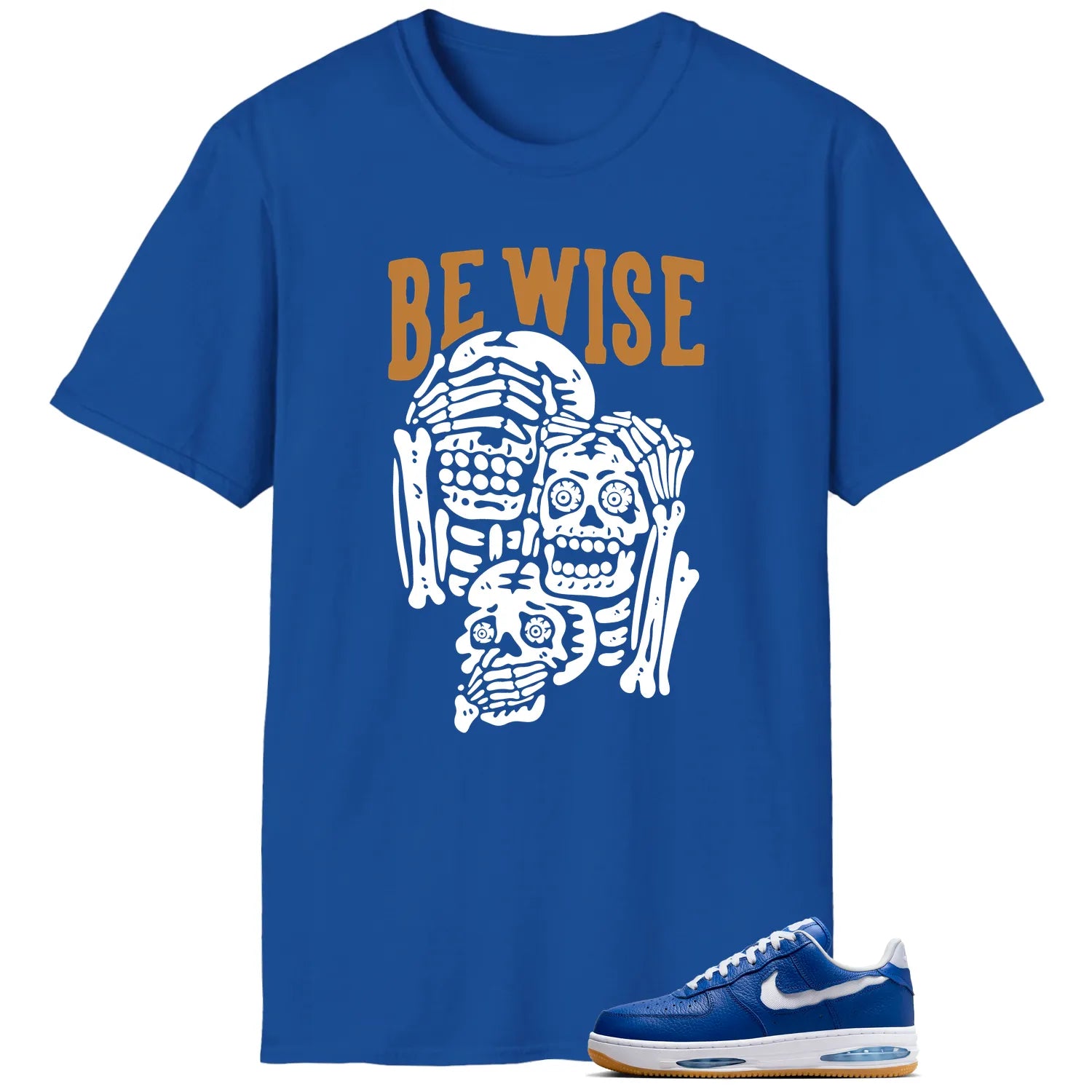 Air Force 1 Low Evo Team Royal ‘Be Wise’ Matching Shirt HF3630-400 T-Shirt, Sneaker Match Tee
