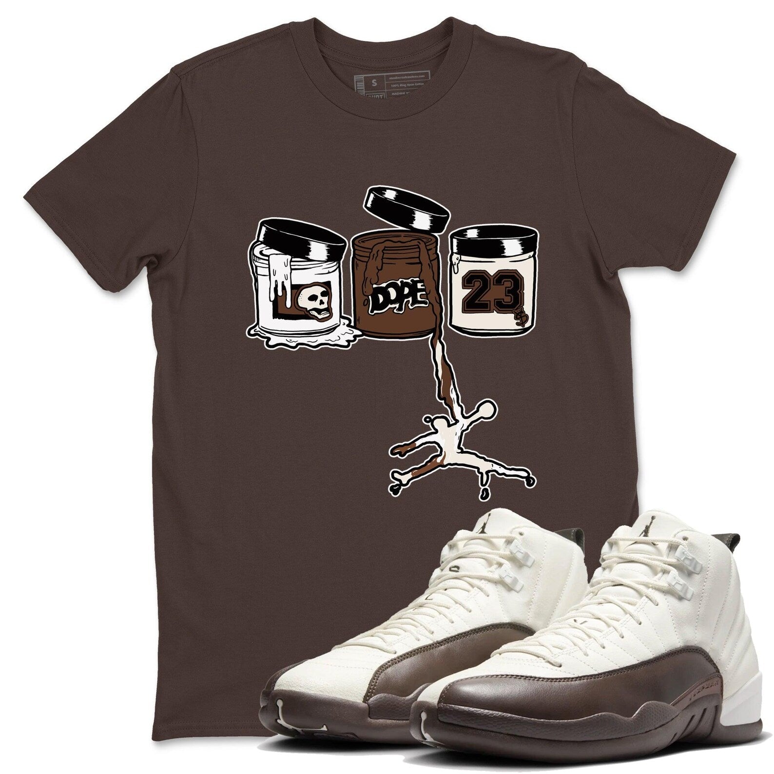 Jordan Paint Unisex Graphic T-Shirts To Match Sneakers 12 Baroque Brown, FZ5026-100 T-Shirt, Sneaker Match Tee