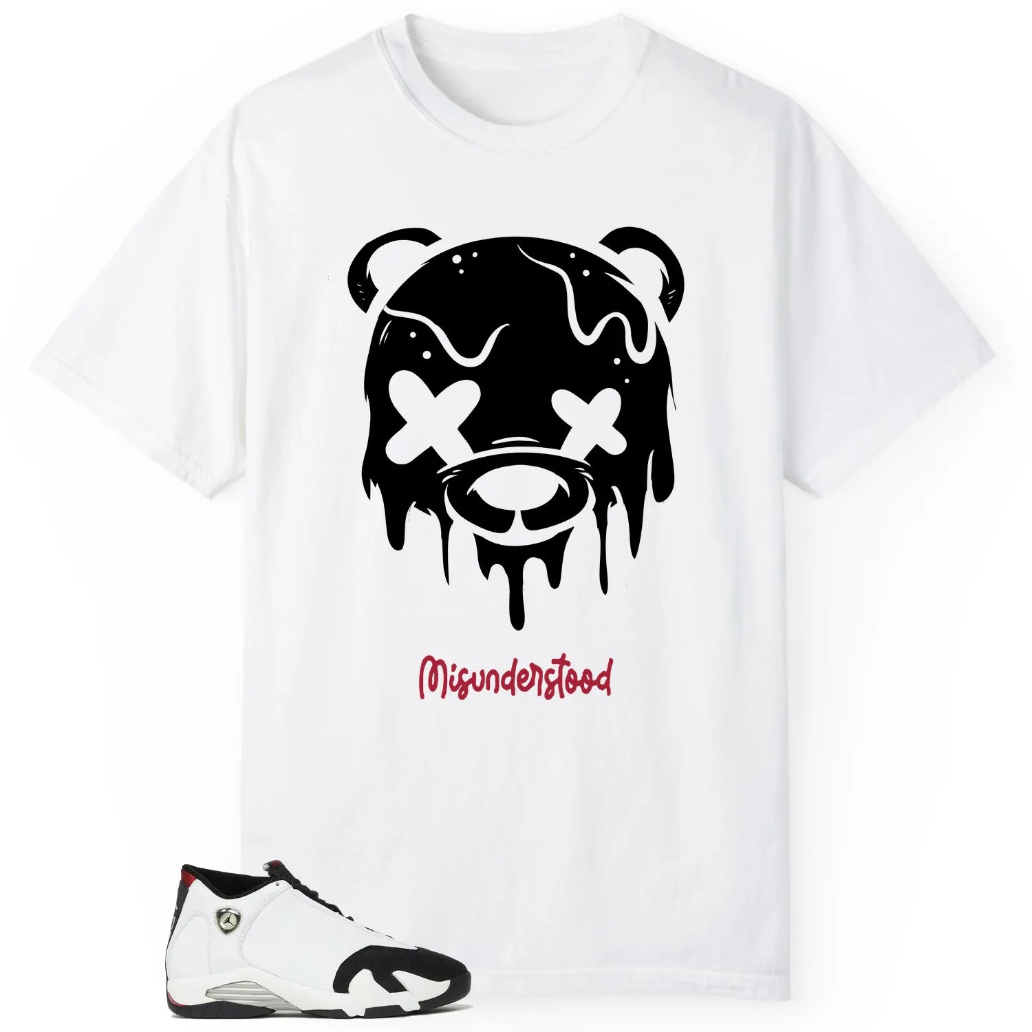 Air Jordan 14 Black Toe 2024 Matching Tee , Drippy Bear Graphic 487471-160 T-Shirt, Sneaker Match Tee