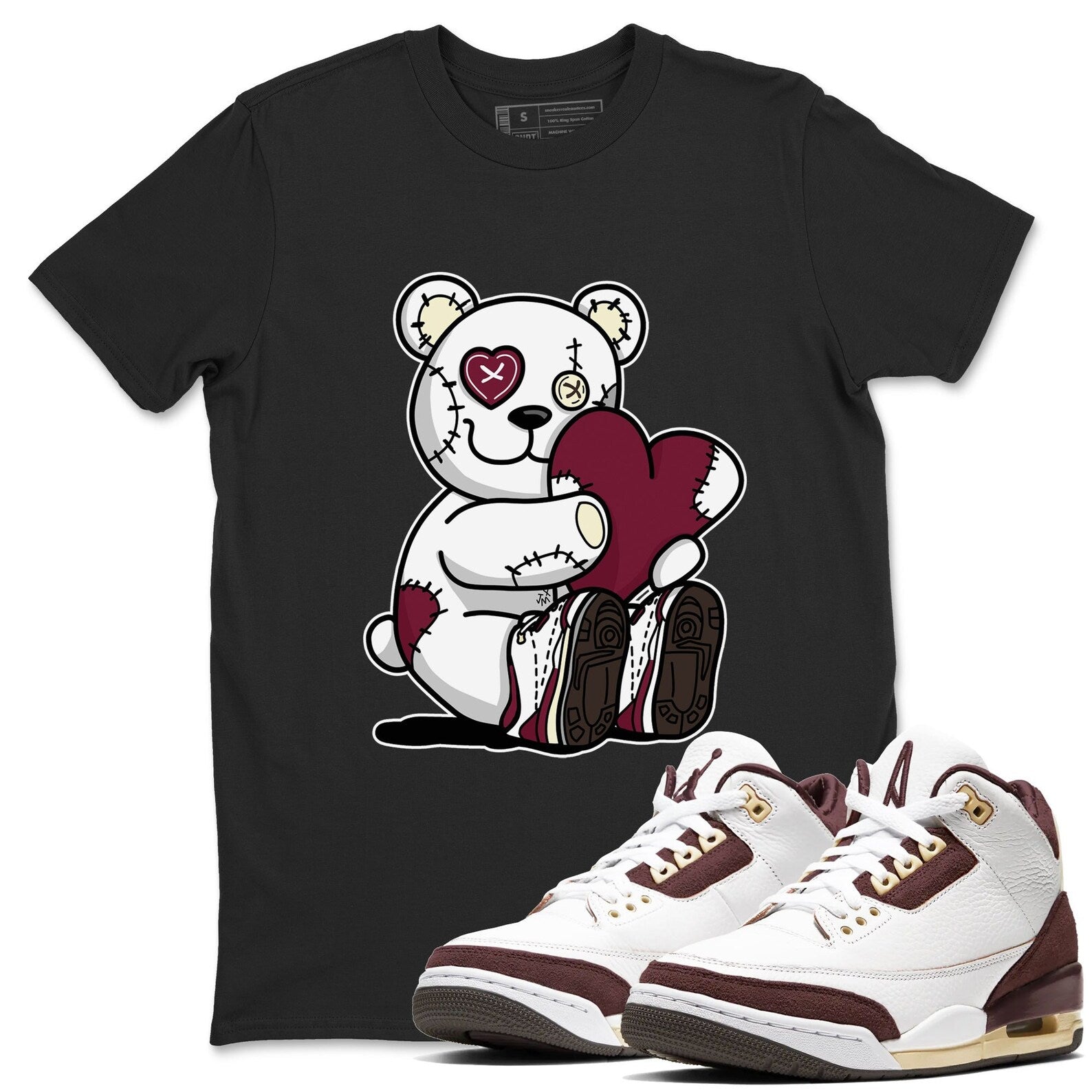 Hugging Bear - Sneaker Shirts To Match Jordans AJ3 Burgundy Crush, FZ4811-100 T-Shirt, Sneaker Match Tee