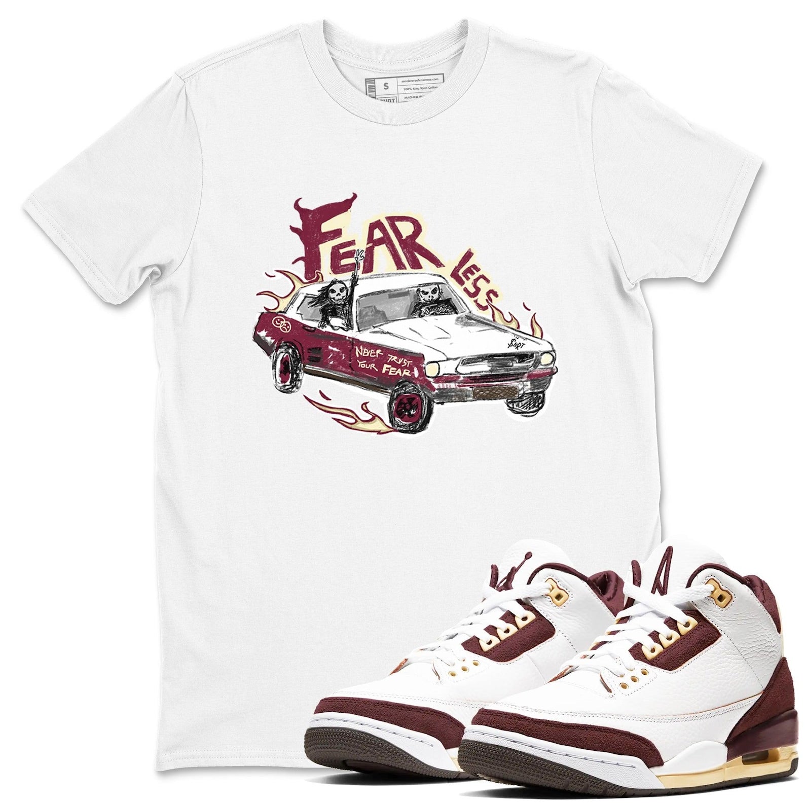 Fearless Car Unisex Shirts To Match Jordans 3s A Ma Maniere x Burgundy Crush, FZ4811-100 T-Shirt, Sneaker Match Tee
