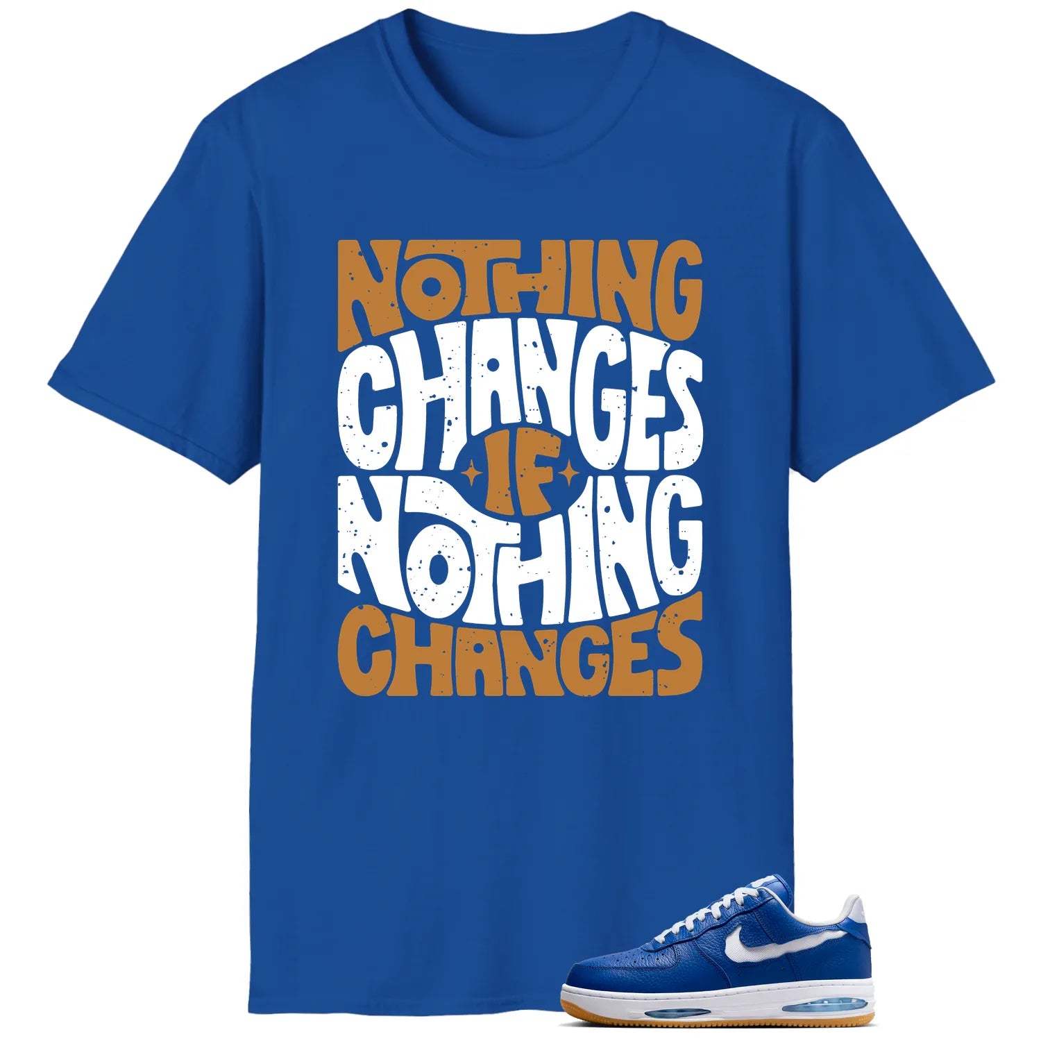 Air Force 1 Low Evo Team Royal Style: Nothing Changes Tee HF3630-400 T-Shirt, Sneaker Match Tee
