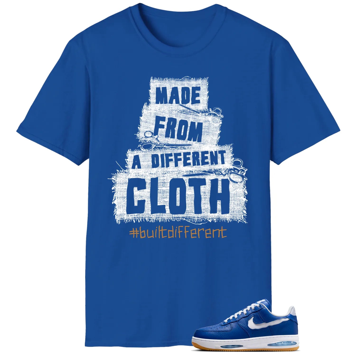 Built Different Tee for Air Force 1 Low Evo Team Royal HF3630-400 T-Shirt, Sneaker Match Tee