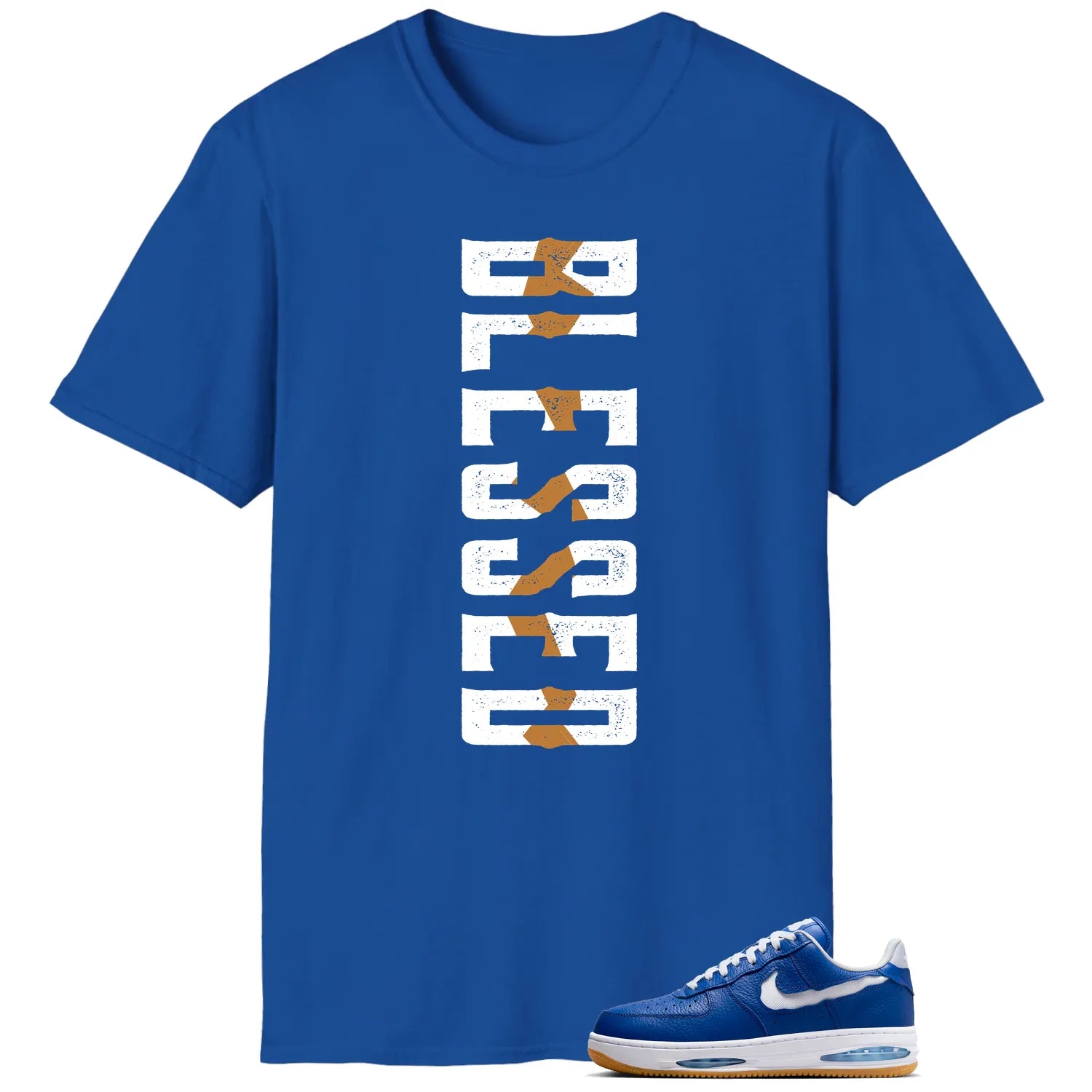 Blessed Tee , Air Force 1 Low Evo Team Royal Match HF3630-400 T-Shirt, Sneaker Match Tee