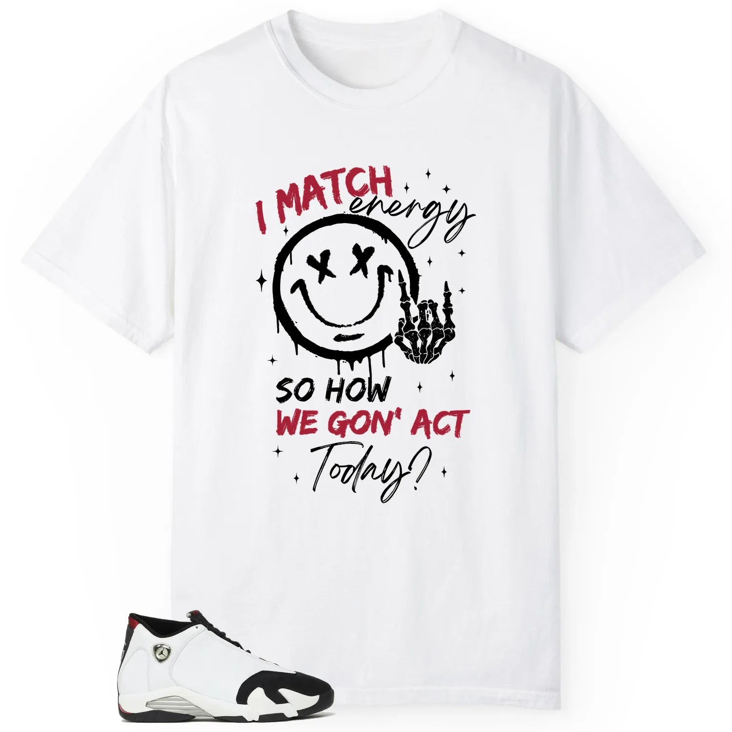 Air Jordan 14 Black Toe 2024 Matching Tee Shirt , Match Energy 487471-160 T-Shirt, Sneaker Match Tee