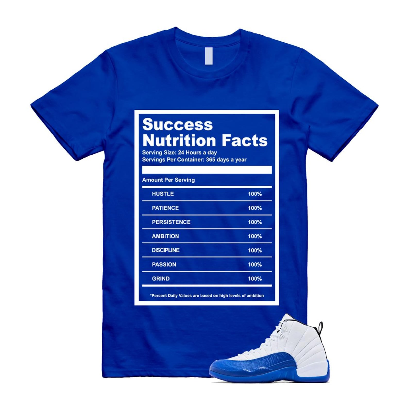 12 Blueberry Game Royal Blue White Black T Shirt Match SUCC CT8013-140 T-Shirt, Sneaker Match Tee