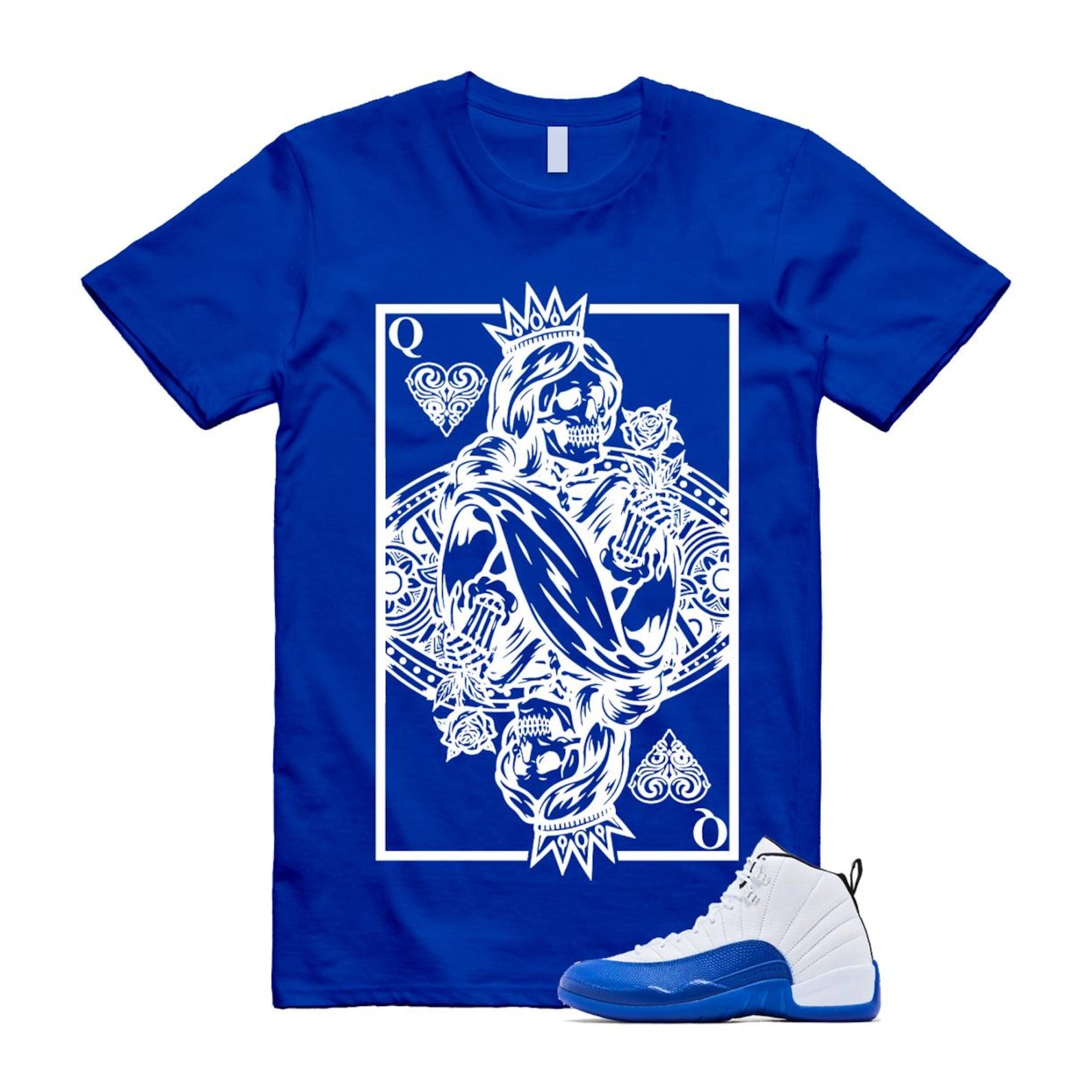 12 Blueberry Game Royal Blue White Black T Shirt Match QC CT8013-140 T-Shirt, Sneaker Match Tee