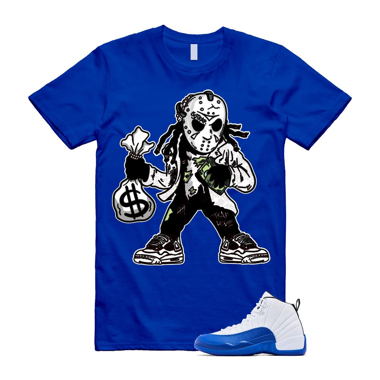 12 Blueberry Game Royal Blue White Black T Shirt Match JASON CT8013-140 T-Shirt, Sneaker Match Tee