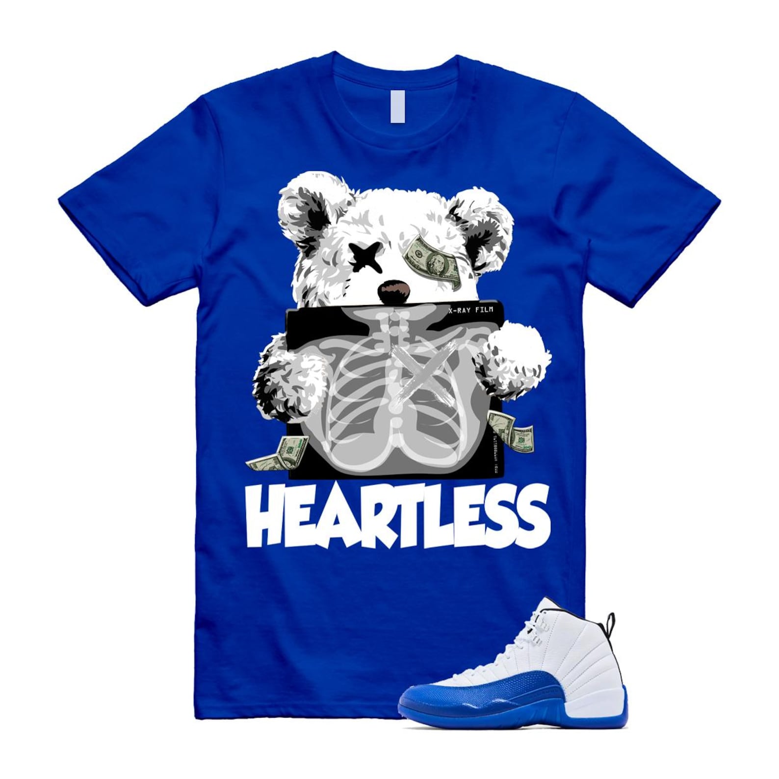 12 Blueberry Game Royal Blue White Black T Shirt Match HEART CT8013-140 T-Shirt, Sneaker Match Tee