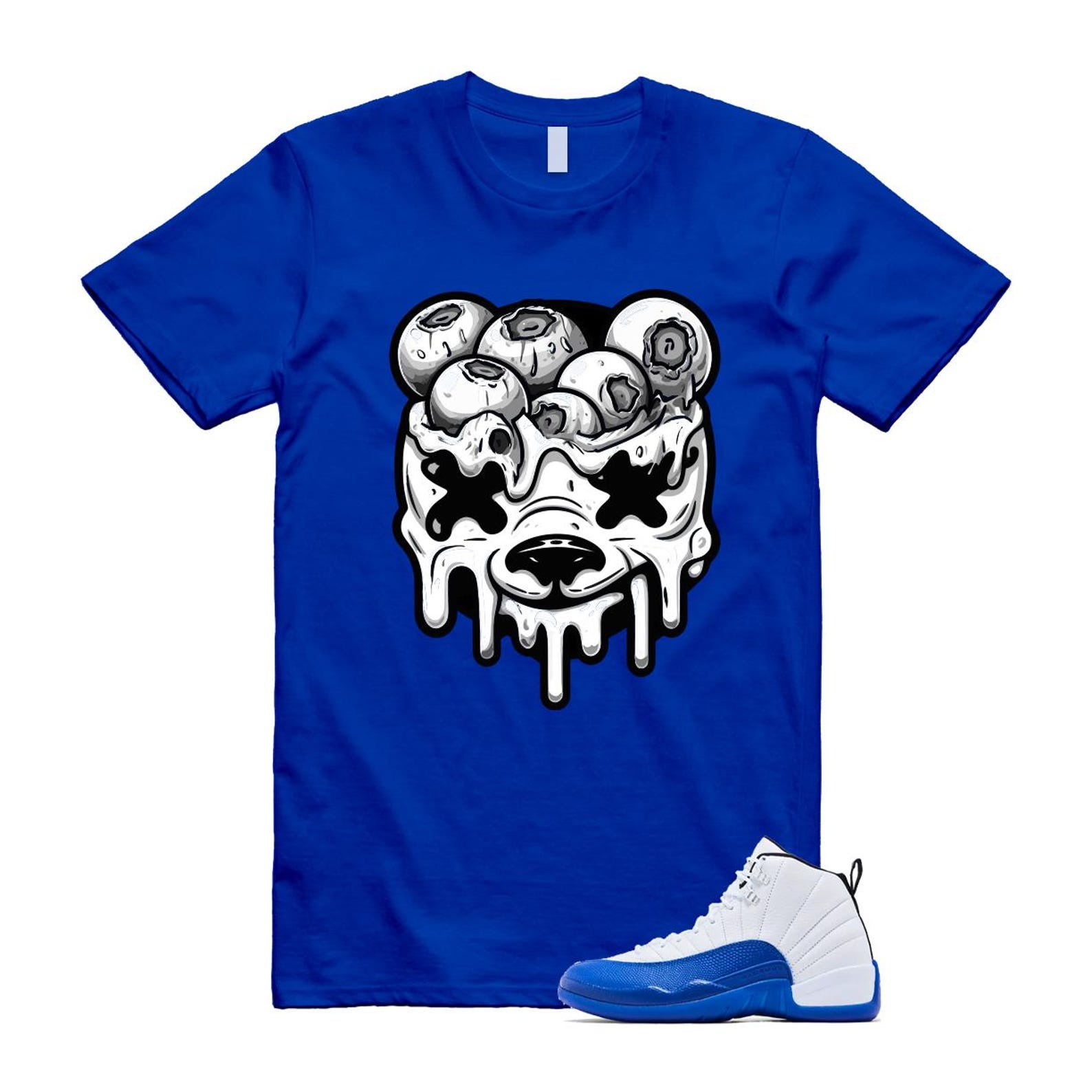 12 Blueberry Game Royal Blue White Black T Shirt Match DBEAR CT8013-140 T-Shirt, Sneaker Match Tee