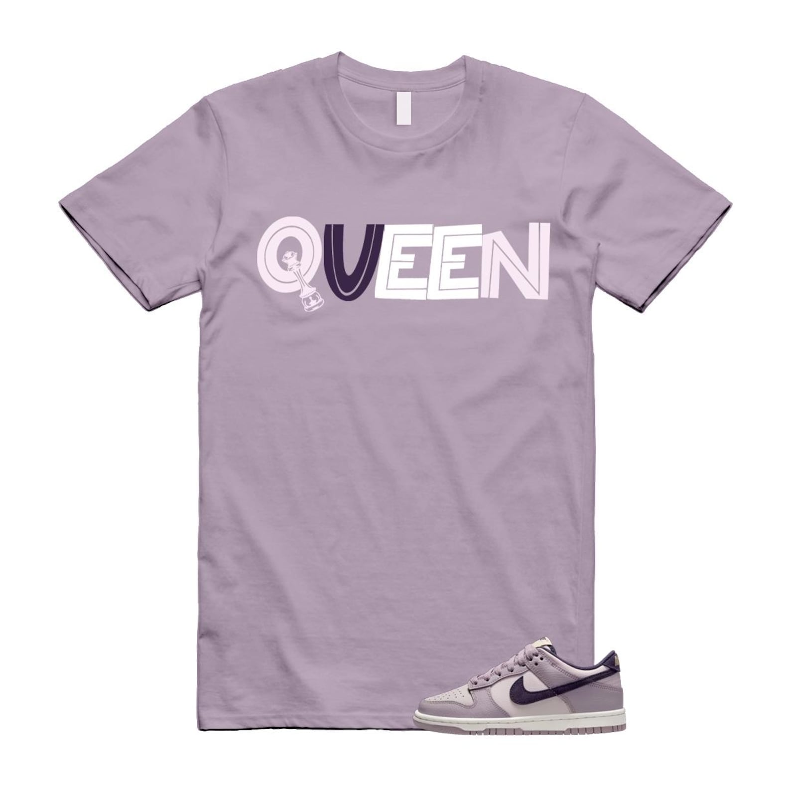 Dunk Light Violet Ore Platinum Dark Raisin T Shirt Match QUEEN HQ3642-202 T-Shirt, Sneaker Match Tee