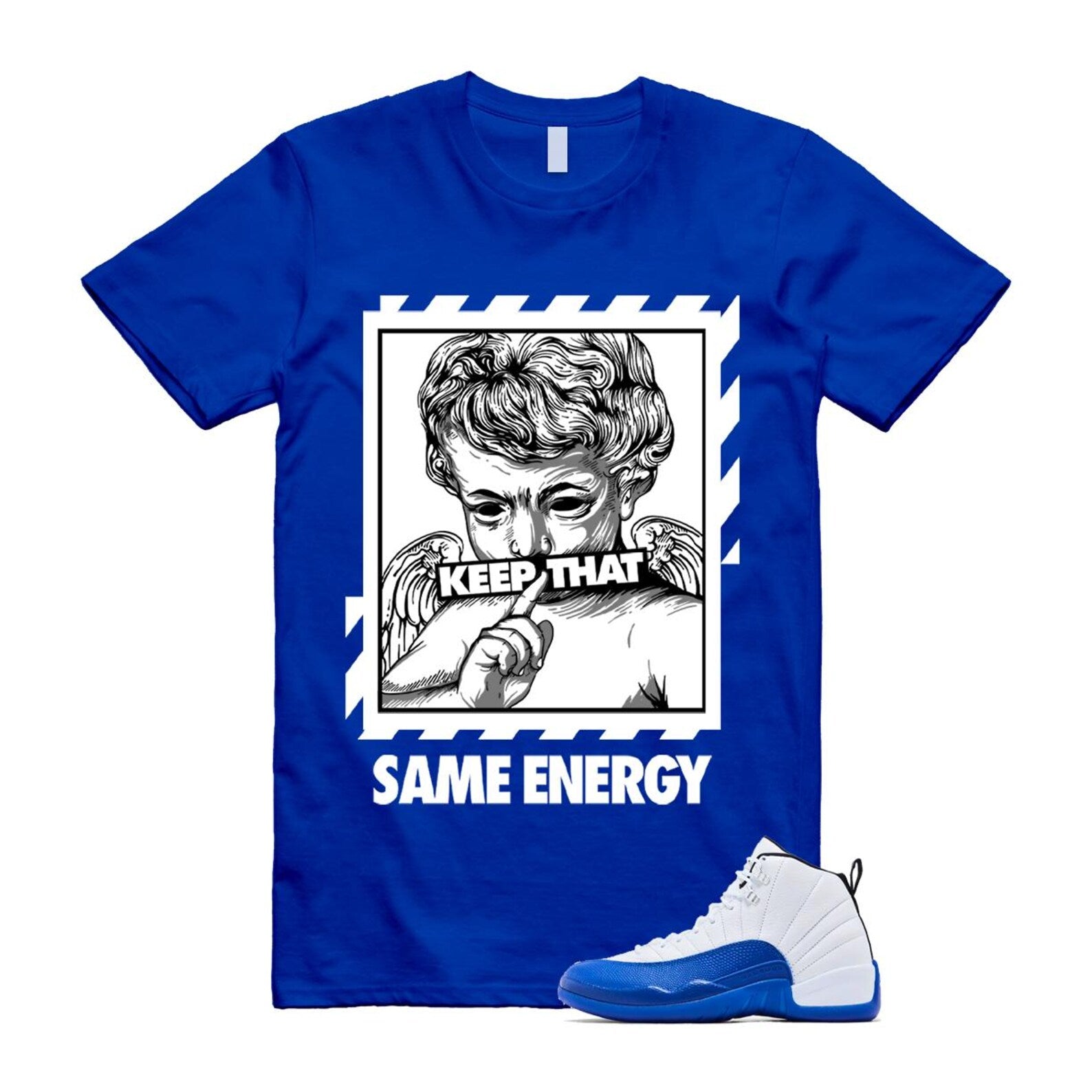 12 Blueberry Game Royal Blue White Black T Shirt Match ENERGY CT8013-140 T-Shirt, Sneaker Match Tee