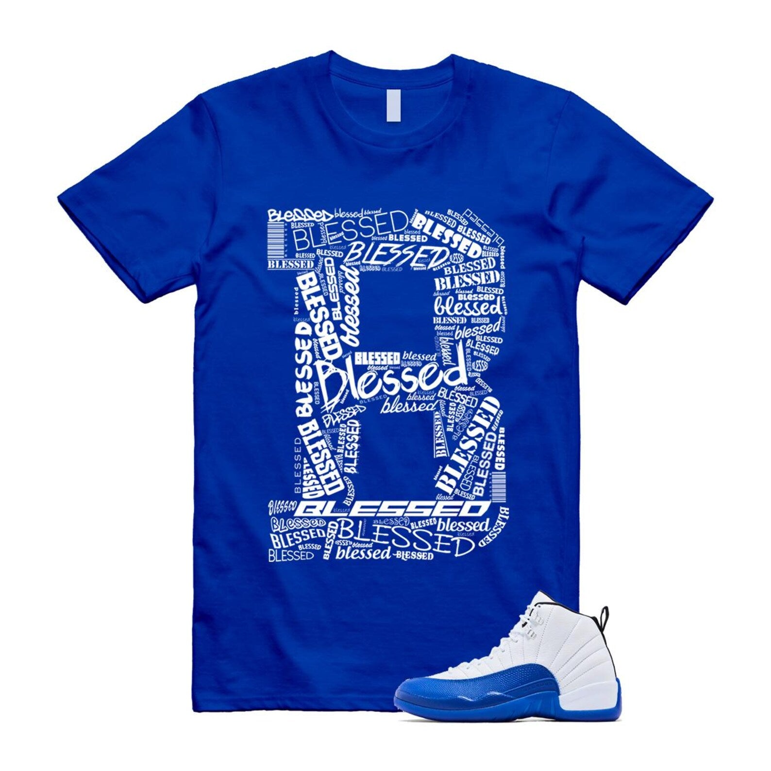 12 Blueberry Game Royal Blue White Black T Shirt Match B CT8013-140 T-Shirt, Sneaker Match Tee