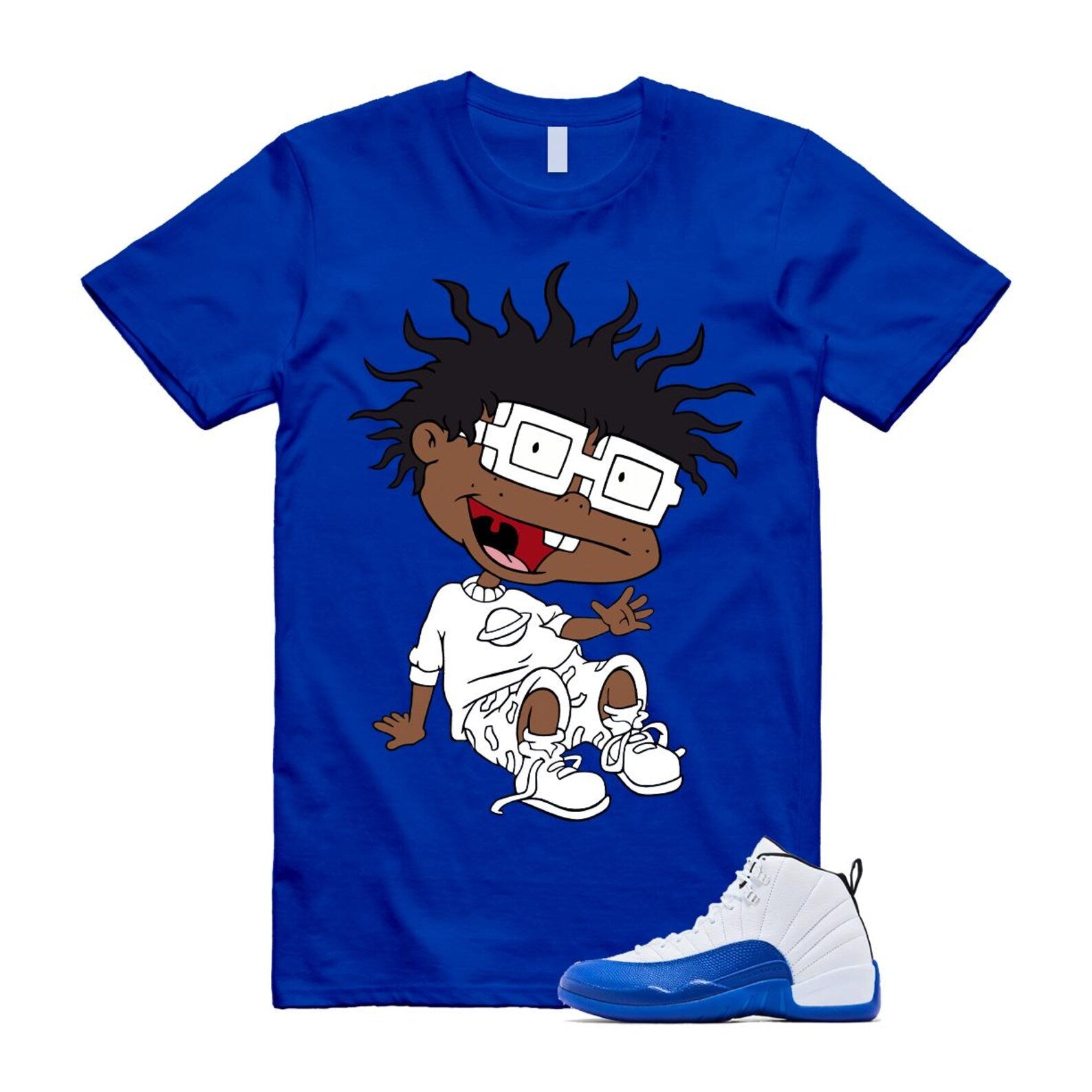 12 Blueberry Game Royal Blue White Black T Shirt Match FINSTER CT8013-140 T-Shirt, Sneaker Match Tee