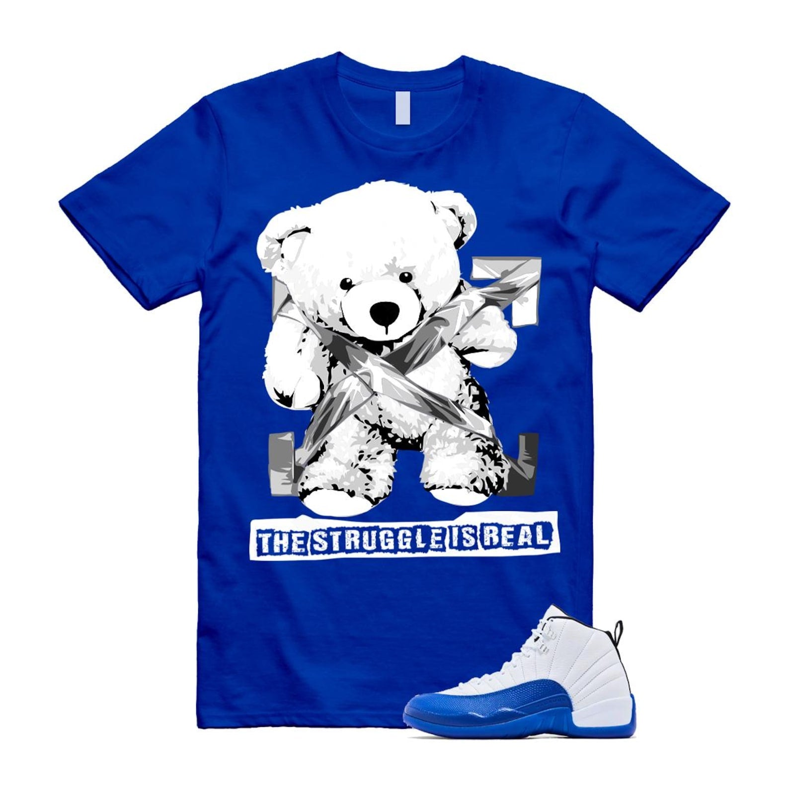 12 Blueberry Game Royal Blue White Black T Shirt Match STRUG CT8013-140 T-Shirt, Sneaker Match Tee