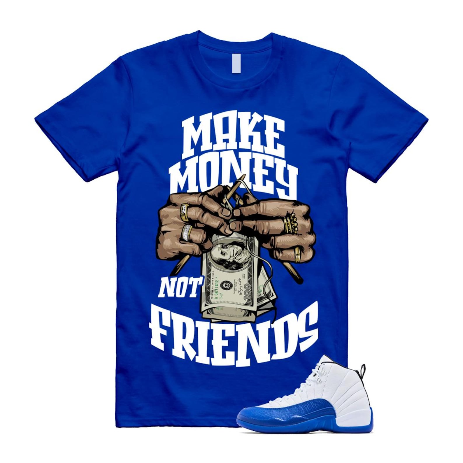 12 Blueberry Game Royal Blue White Black T Shirt Match MM CT8013-140 T-Shirt, Sneaker Match Tee