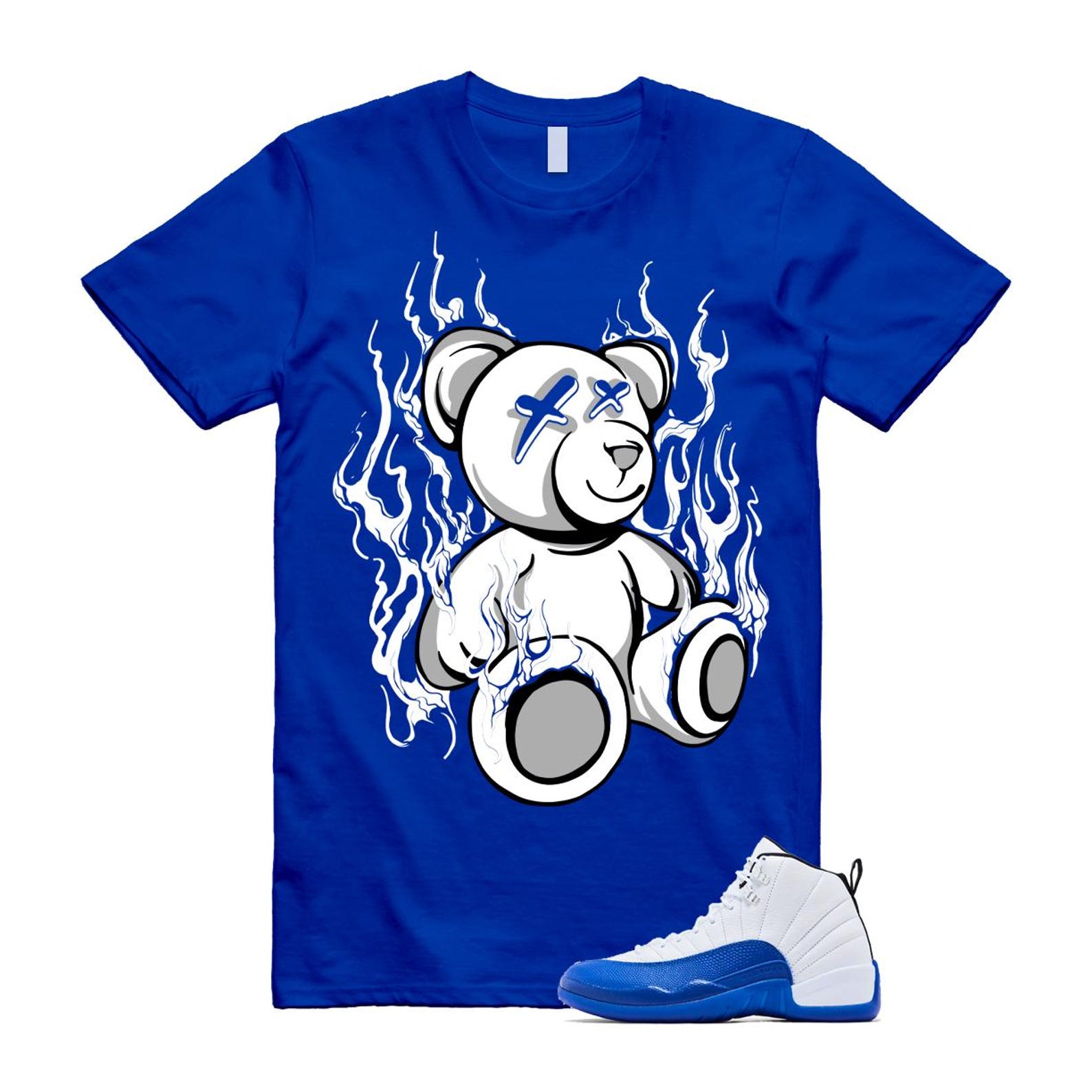 12 Blueberry Game Royal Blue White Black T Shirt Match LIT CT8013-140 T-Shirt, Sneaker Match Tee