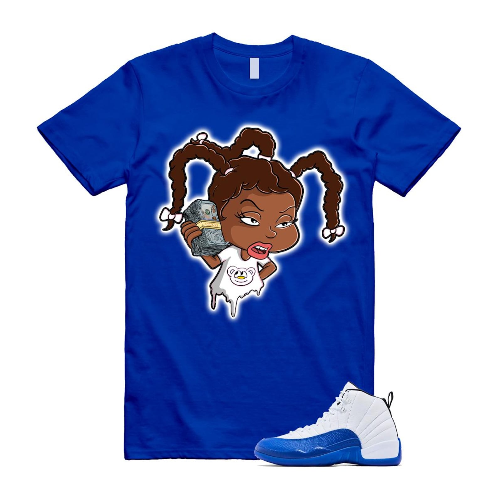12 Blueberry Game Royal Blue White Black T Shirt Match SUSIE CT8013-140 T-Shirt, Sneaker Match Tee