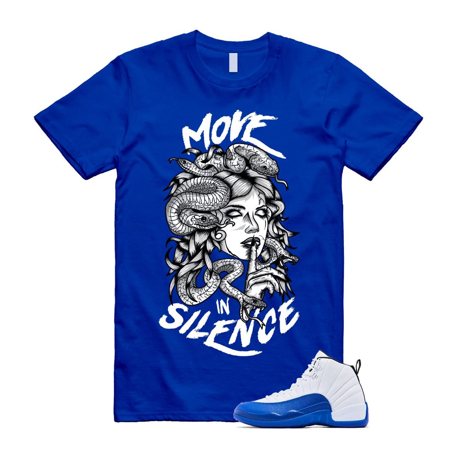 12 Blueberry Game Royal Blue White Black T Shirt Match MIS CT8013-140 T-Shirt, Sneaker Match Tee