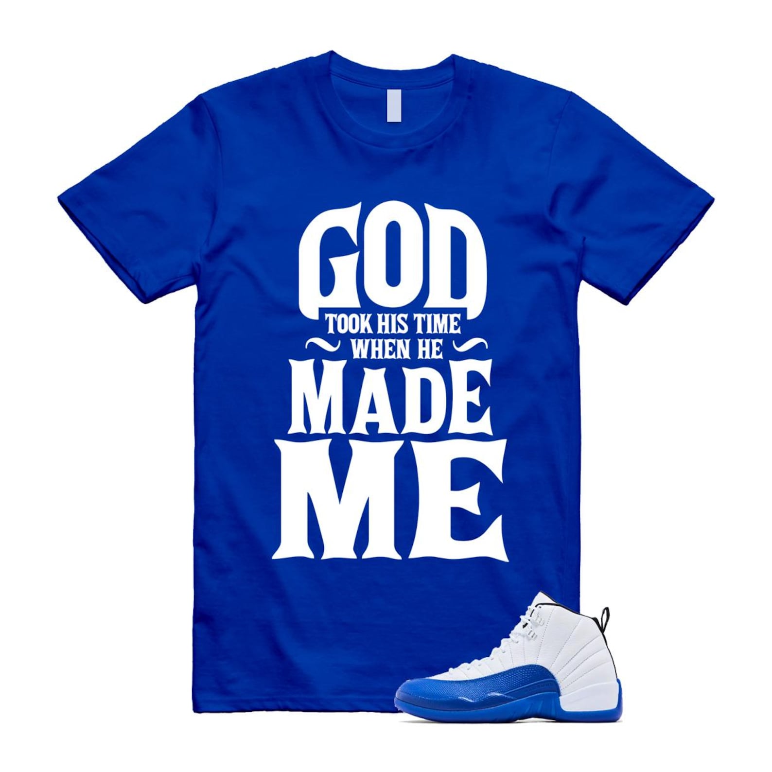 12 Blueberry Game Royal Blue White Black T Shirt Match GTHT CT8013-140 T-Shirt, Sneaker Match Tee