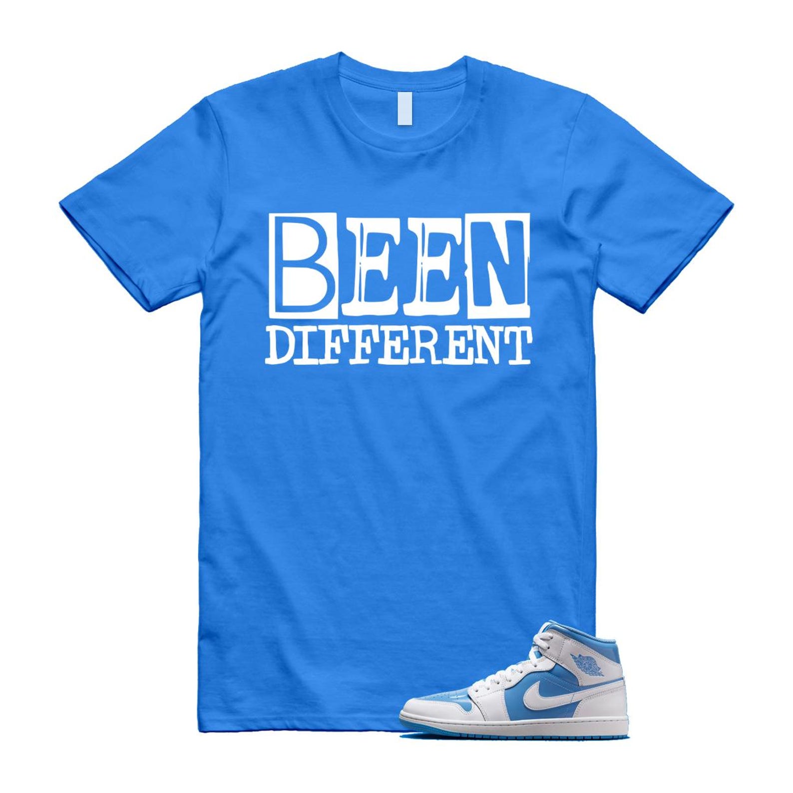 1 Legend Blue White Mid T Shirt Match BEEN FZ2142-114 T-Shirt, Sneaker Match Tee