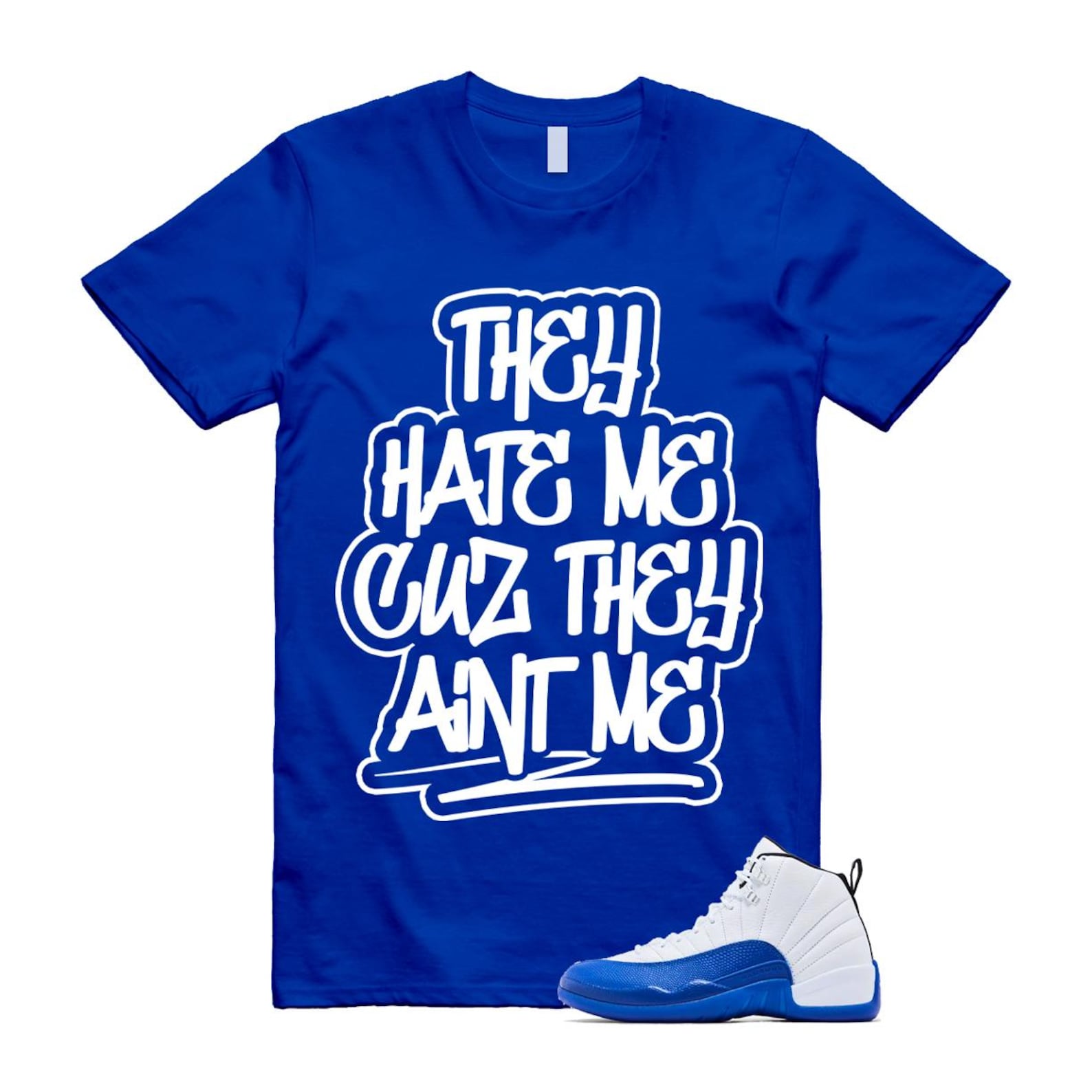 12 Blueberry Game Royal Blue White Black T Shirt Match AINT CT8013-140 T-Shirt, Sneaker Match Tee