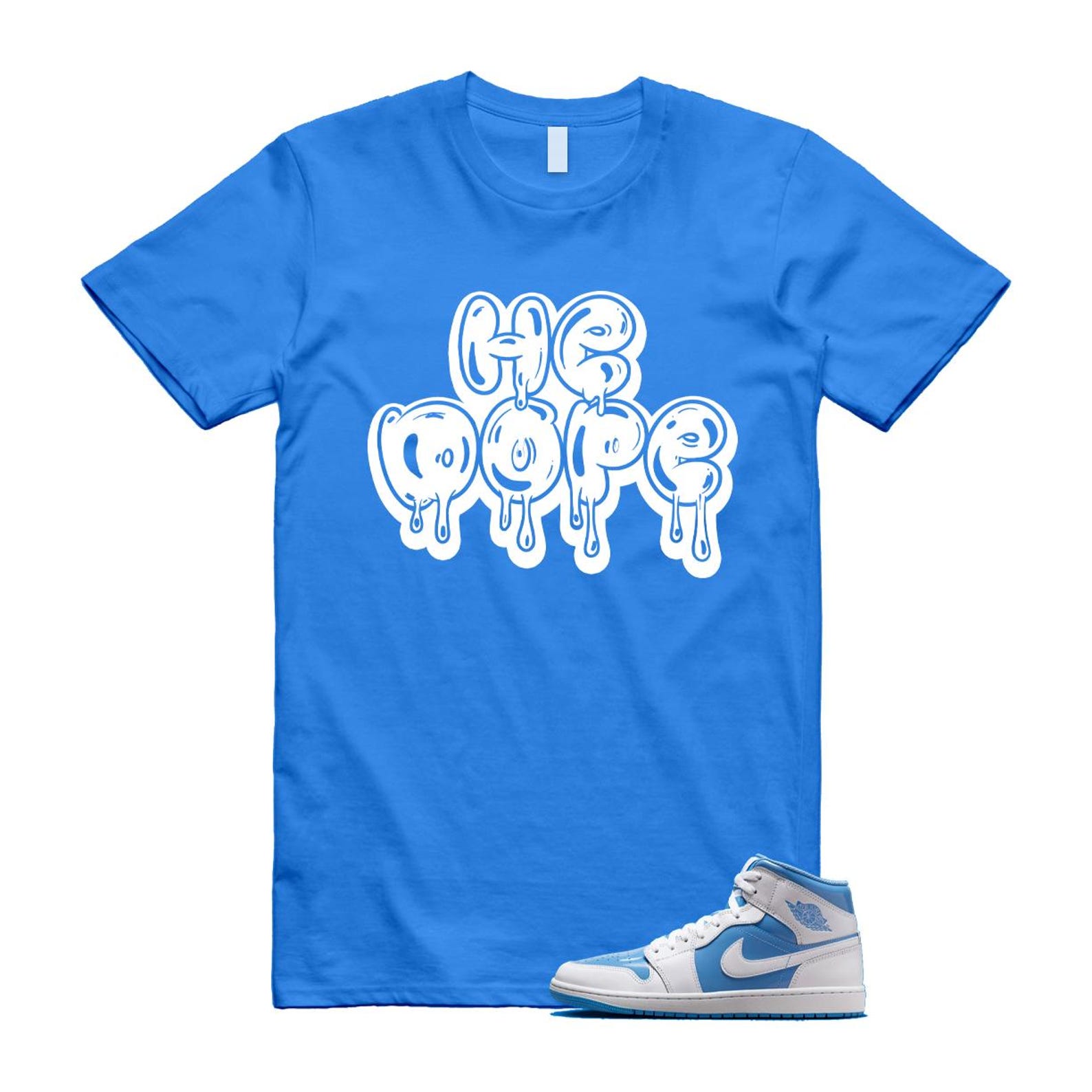 1 Legend Blue White Mid T Shirt Match HE DOPE FZ2142-114 T-Shirt, Sneaker Match Tee