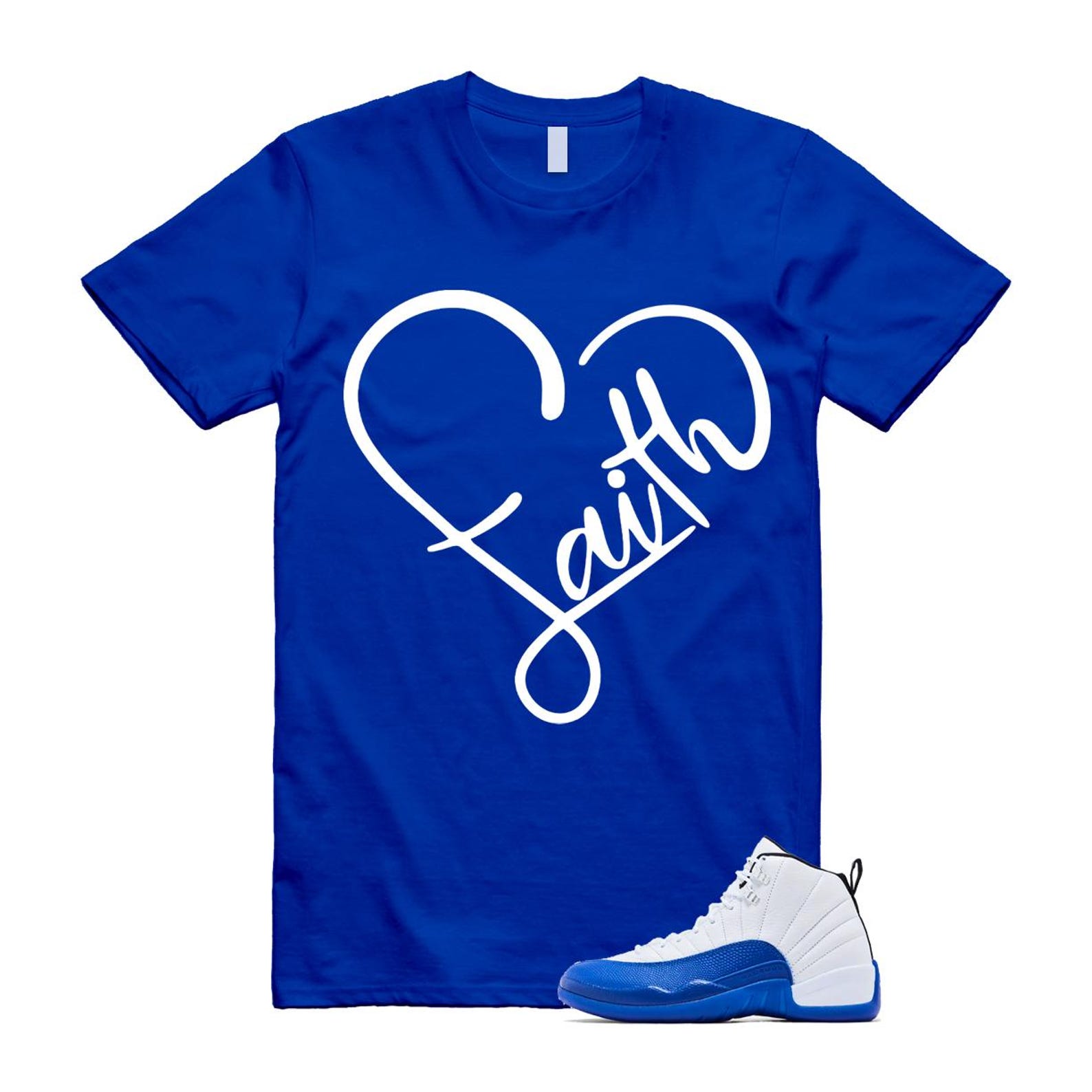 12 Blueberry Game Royal Blue White Black T Shirt Match FAITH CT8013-140 T-Shirt, Sneaker Match Tee