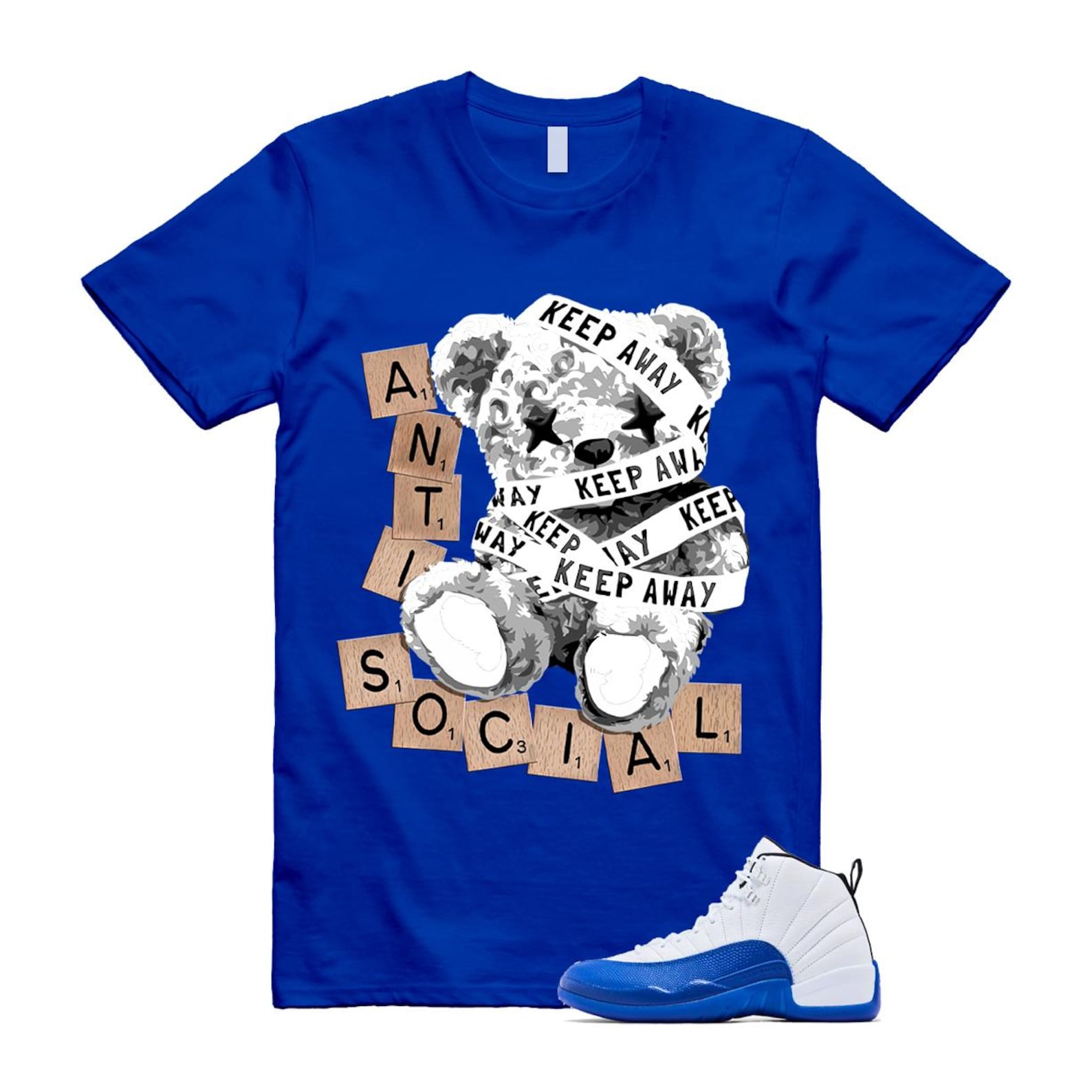 12 Blueberry Game Royal Blue White Black T Shirt Match ANTI CT8013-140 T-Shirt, Sneaker Match Tee