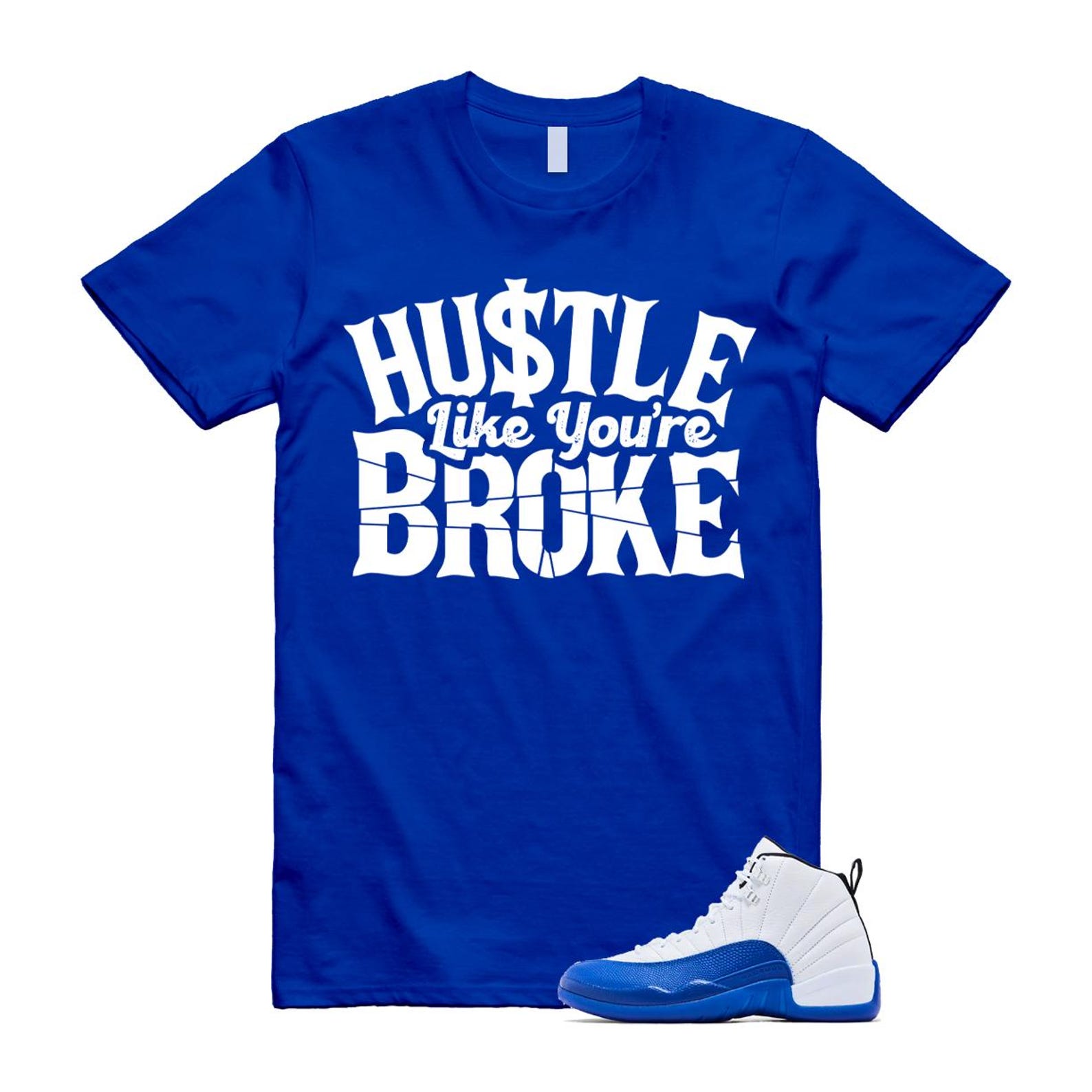 12 Blueberry Game Royal Blue White Black T Shirt Match BROKE CT8013-140 T-Shirt, Sneaker Match Tee