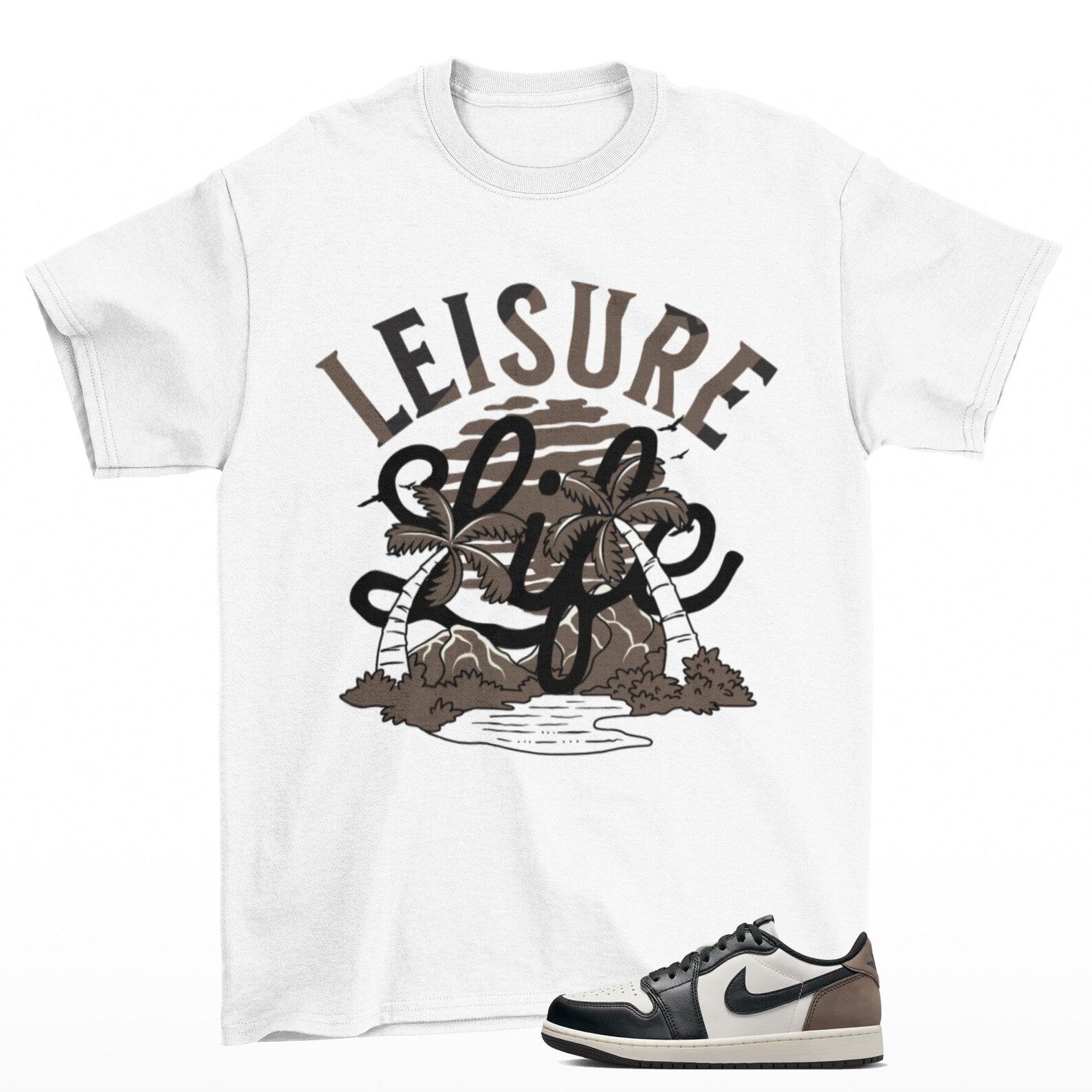 Leisure Life Jordan 1 Low Mocha Sneaker Matching T Shirt, CZ0790-102 T-Shirt, Sneaker Match Tee