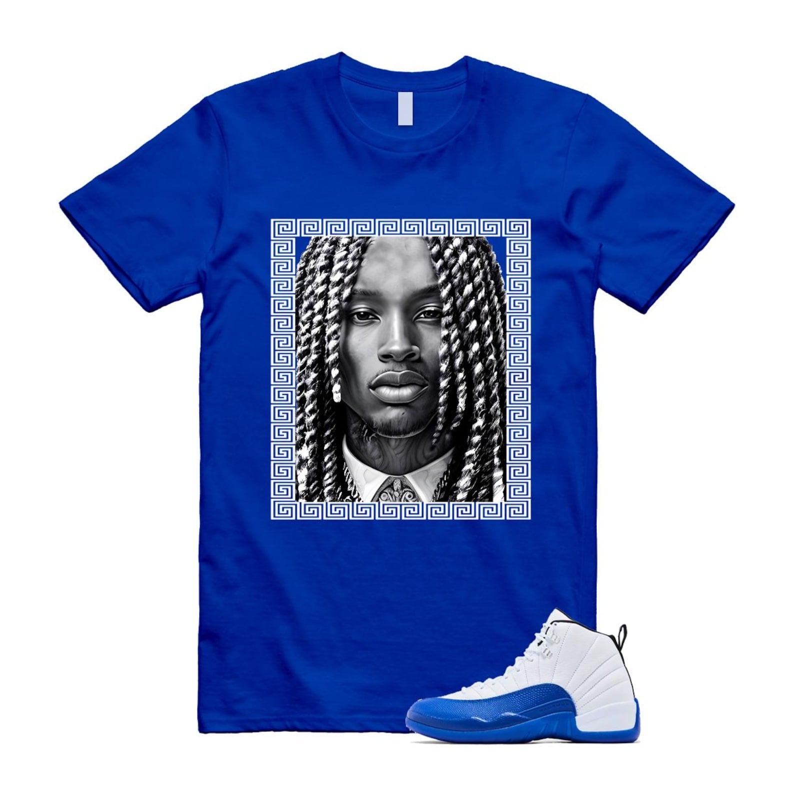 12 Blueberry Game Royal Blue White Black T Shirt Match VON CT8013-140 T-Shirt, Sneaker Match Tee
