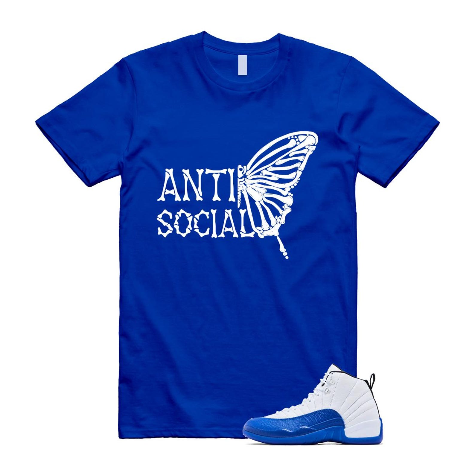 12 Blueberry Game Royal Blue White Black T Shirt Match ASB CT8013-140 T-Shirt, Sneaker Match Tee