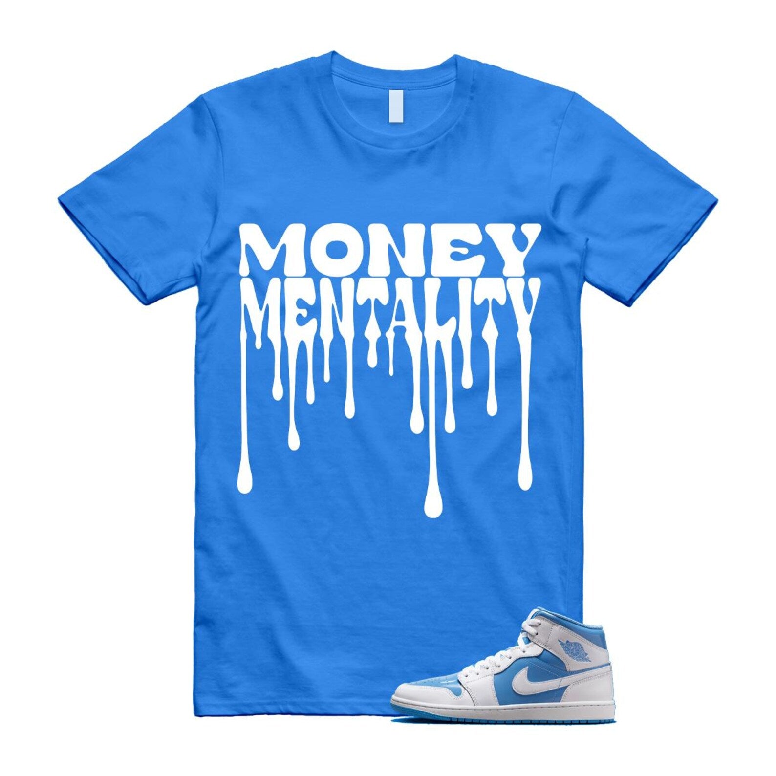 1 Legend Blue White Mid T Shirt Match MENTALITY FZ2142-114 T-Shirt, Sneaker Match Tee