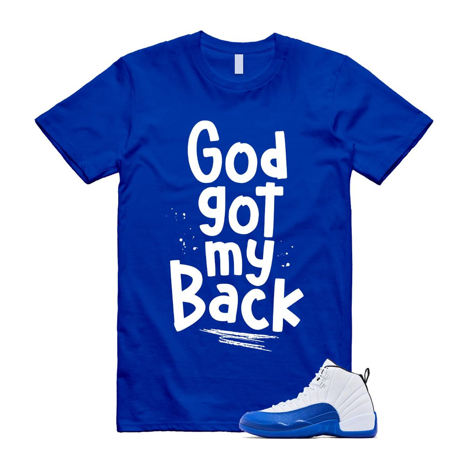 12 Blueberry Game Royal Blue White Black T Shirt Match GOD CT8013-140 T-Shirt, Sneaker Match Tee