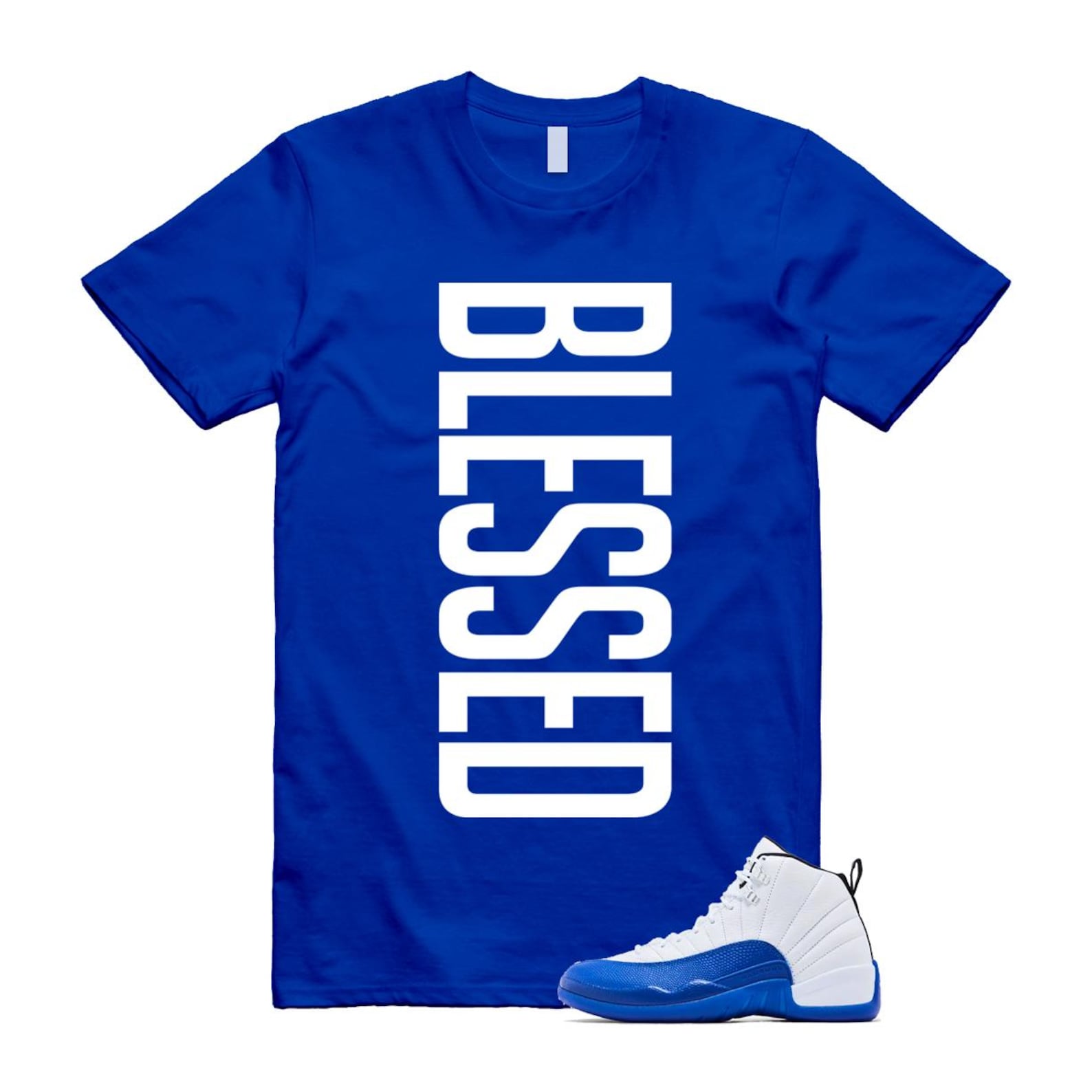 12 Blueberry Game Royal Blue White Black T Shirt Match VERTBLS CT8013-140 T-Shirt, Sneaker Match Tee